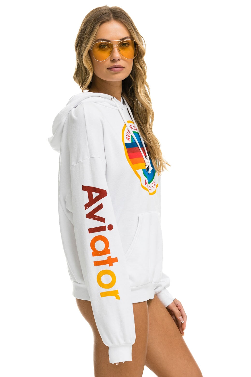 AVIATOR NATION RELAXED PULLOVER HOODIE - WHITE - Image 4