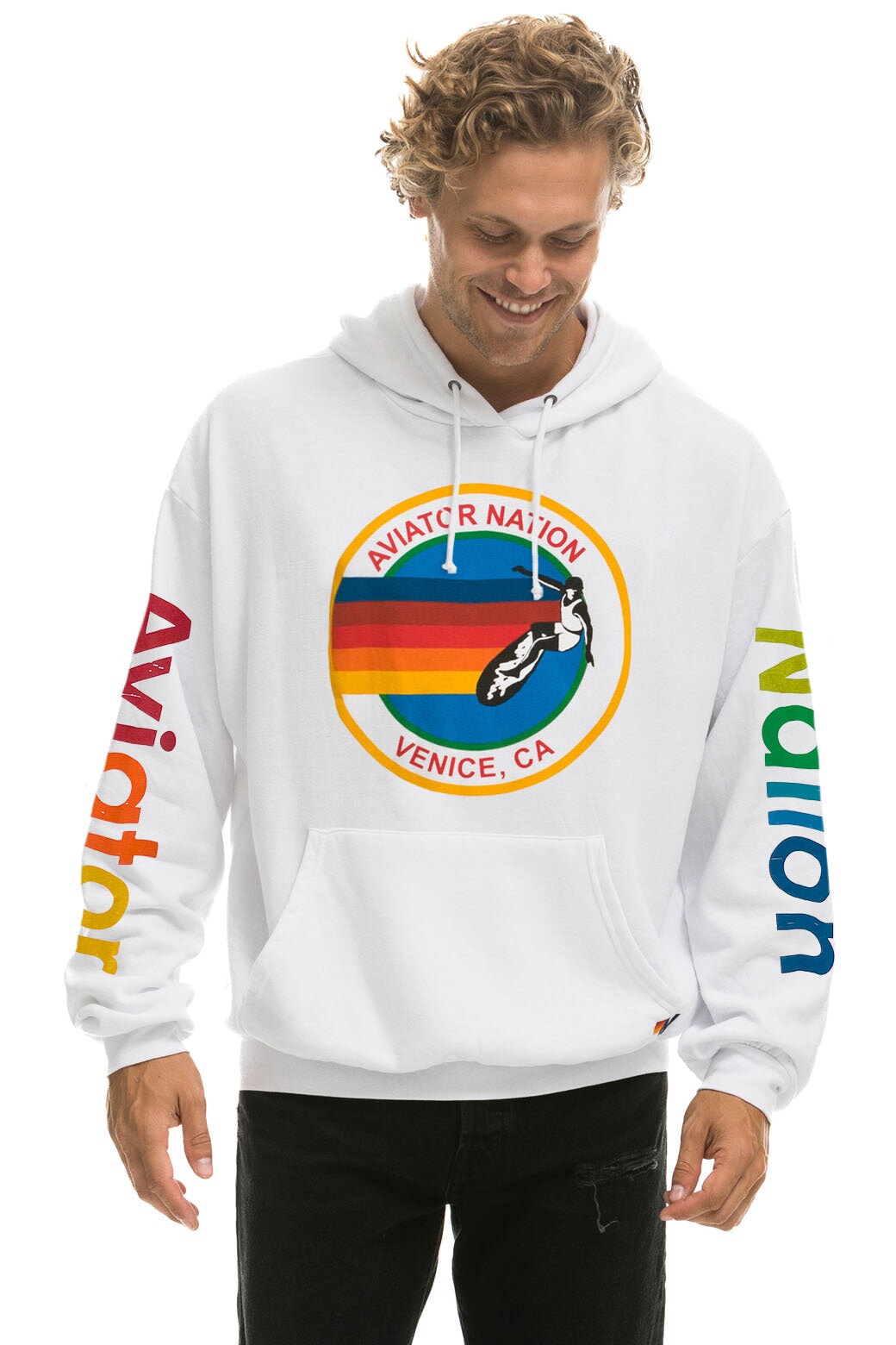 AVIATOR NATION RELAXED PULLOVER HOODIE - WHITE - Image 2