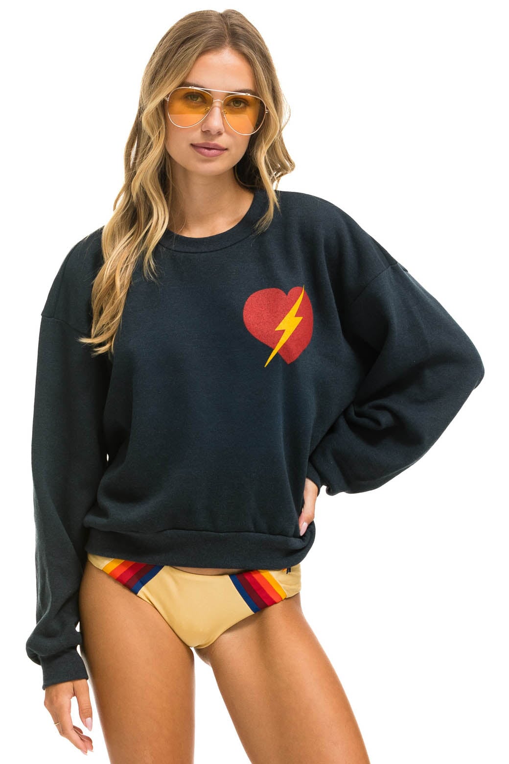 BOLT HEART RELAXED CREW SWEATSHIRT - CHARCOAL - Image 5