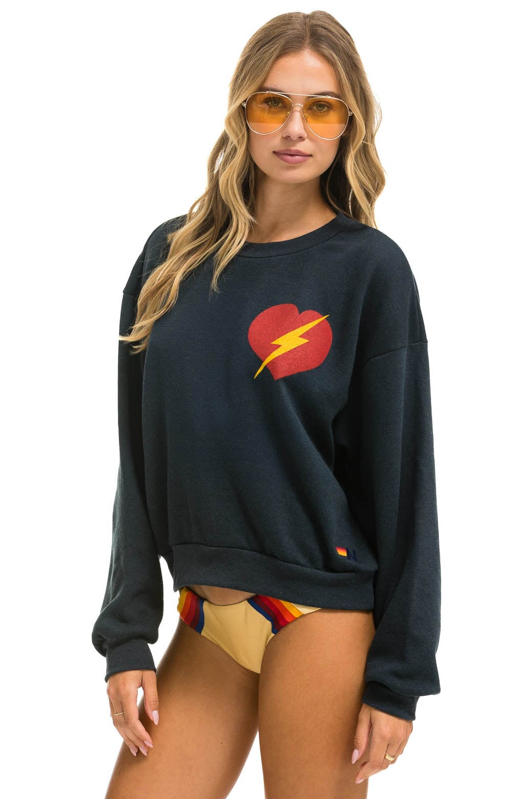 BOLT HEART RELAXED CREW SWEATSHIRT - CHARCOAL - Image 2