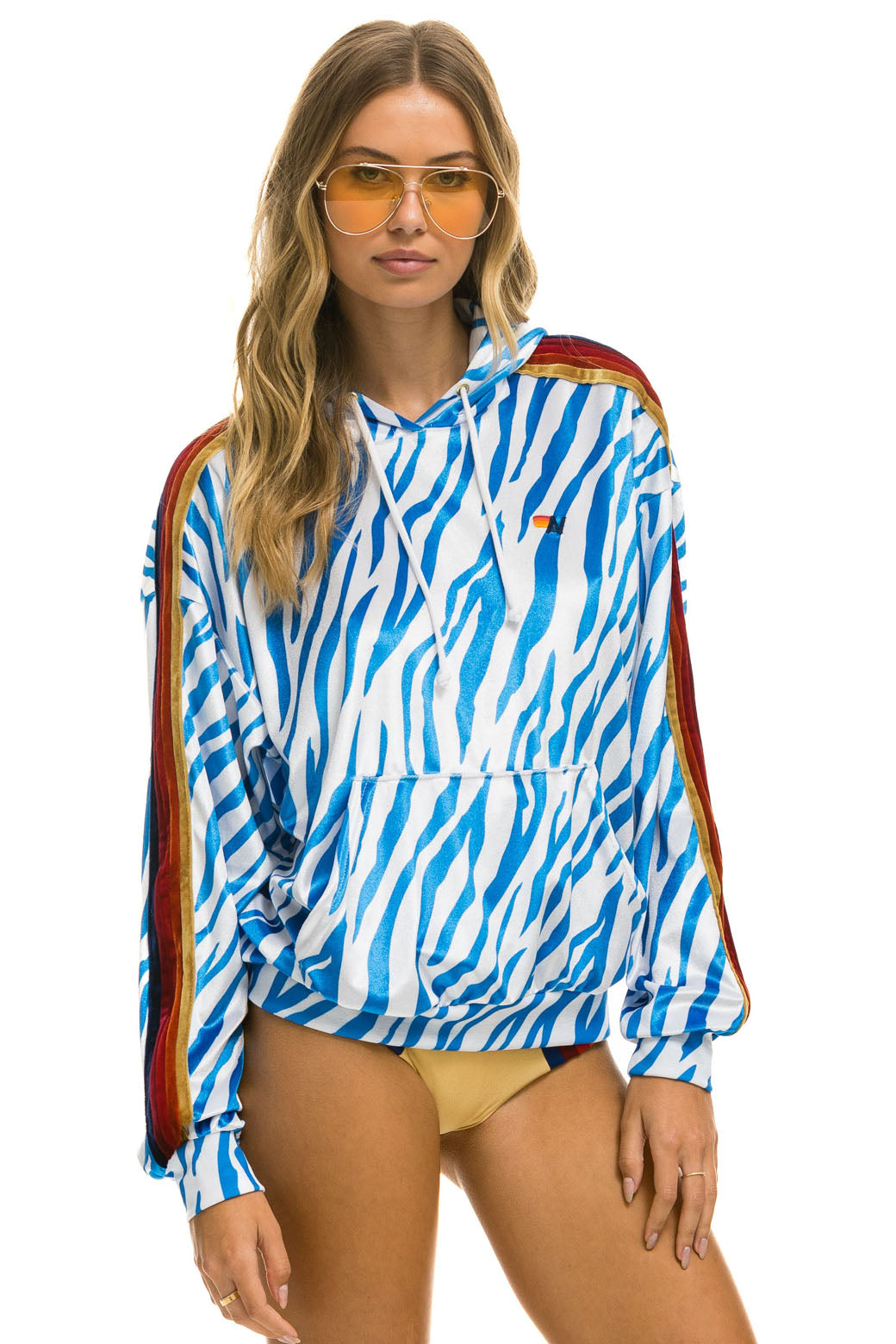 CLASSIC VELVET RELAXED PULLOVER HOODIE - BLUE TIGER - Image 3