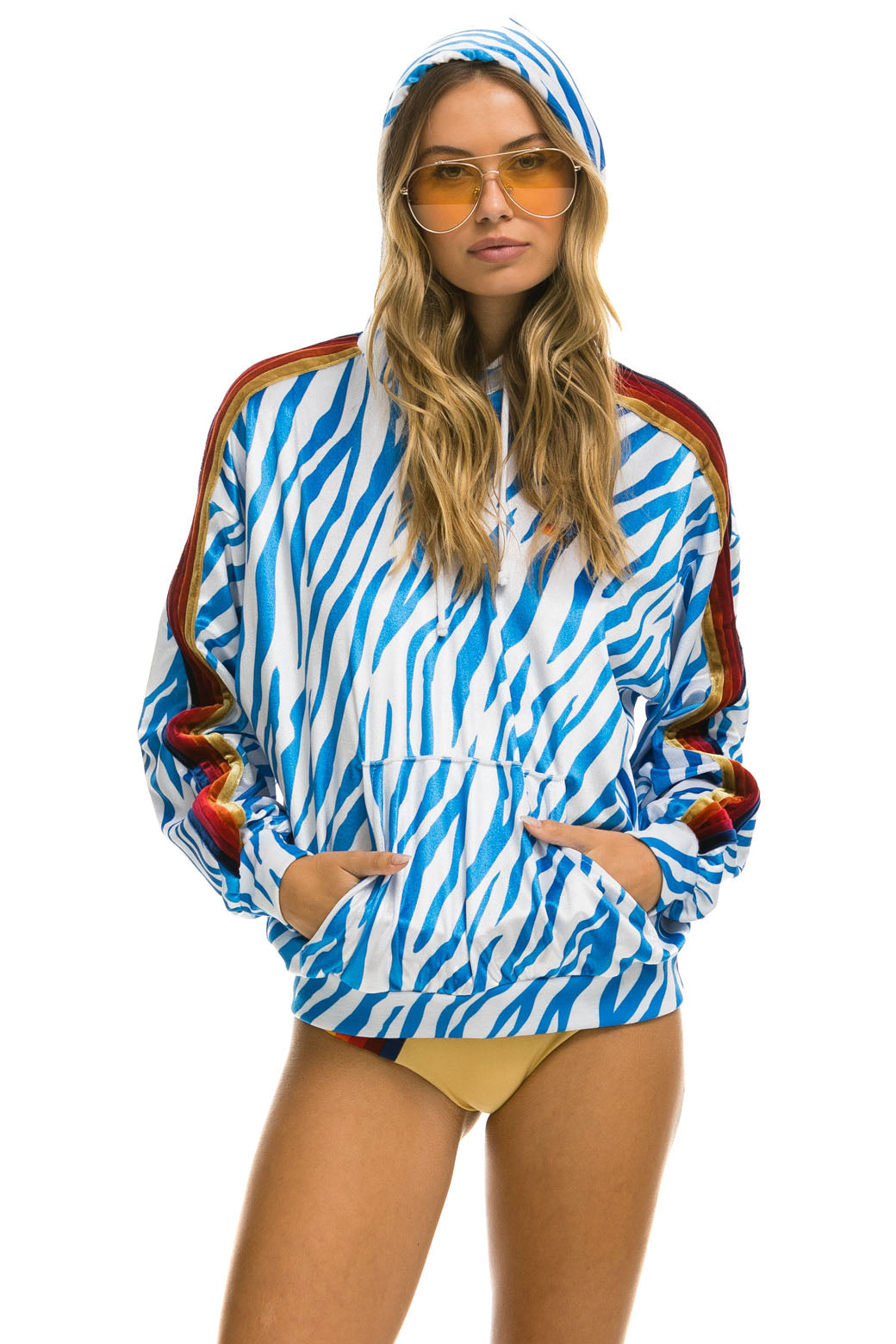 CLASSIC VELVET RELAXED PULLOVER HOODIE - BLUE TIGER - Image 7