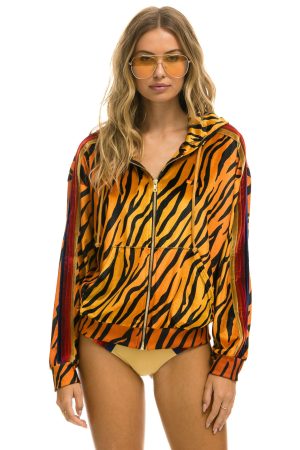 CLASSIC VELVET RELAXED ZIP HOODIE - TIGER
