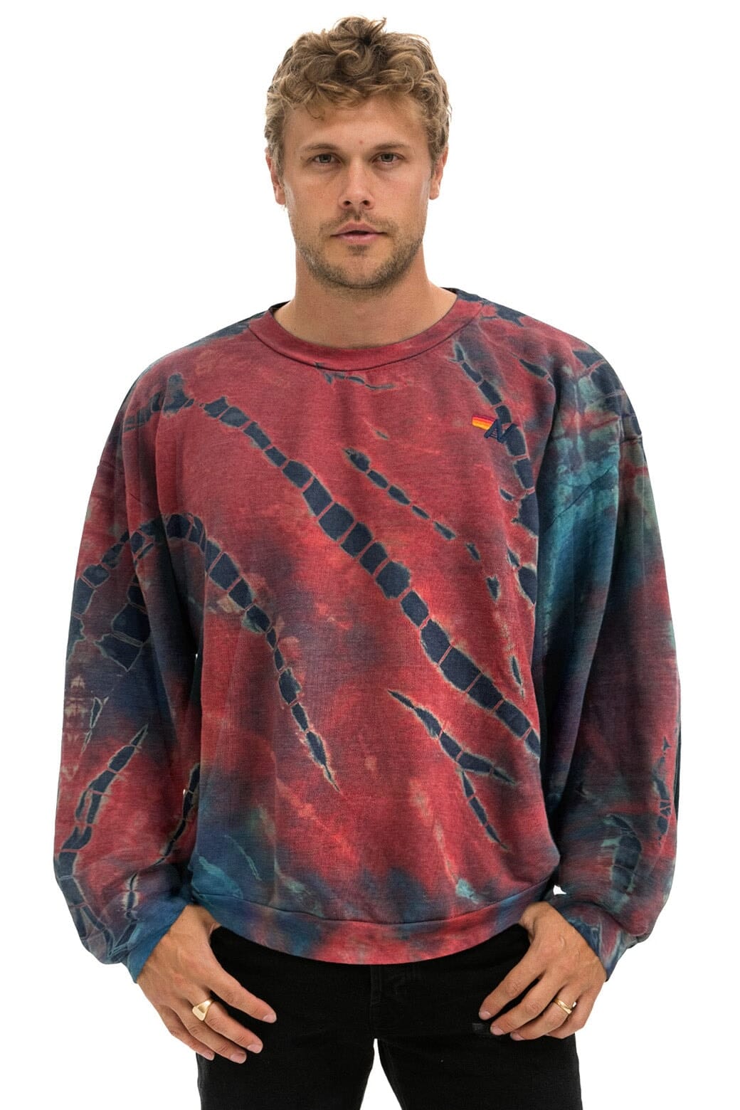 HAND DYED RELAXED CREW SWEATSHIRT - TIE DYE MULTI - Image 2