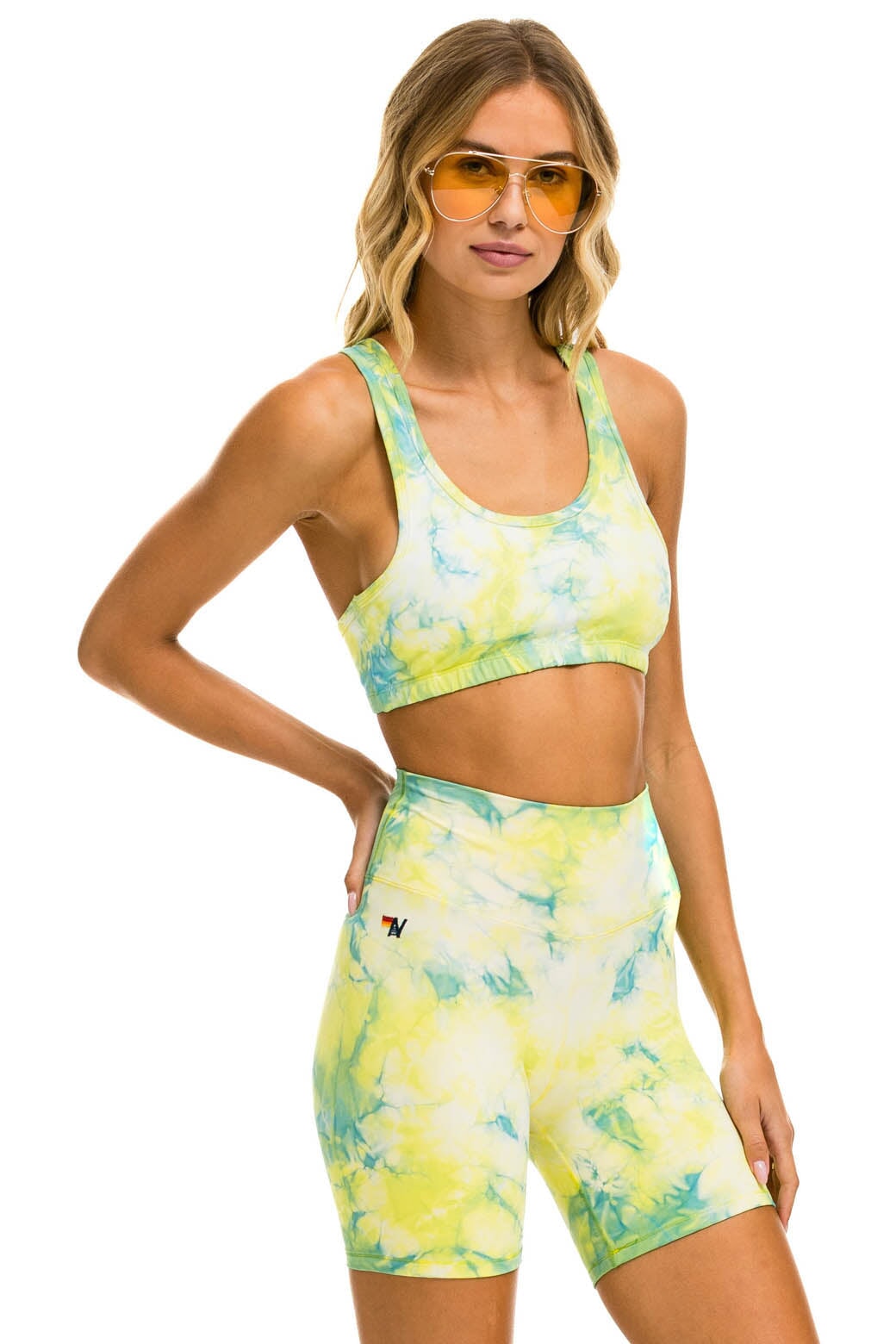 HAND DYED SPORTS BRA - TIE DYE NEON YELLOW - Image 3