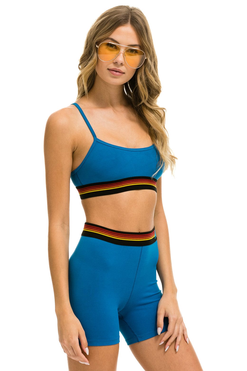 LOGO 4 INCH HI-RISE BIKER SHORT - CARIBBEAN - Image 4