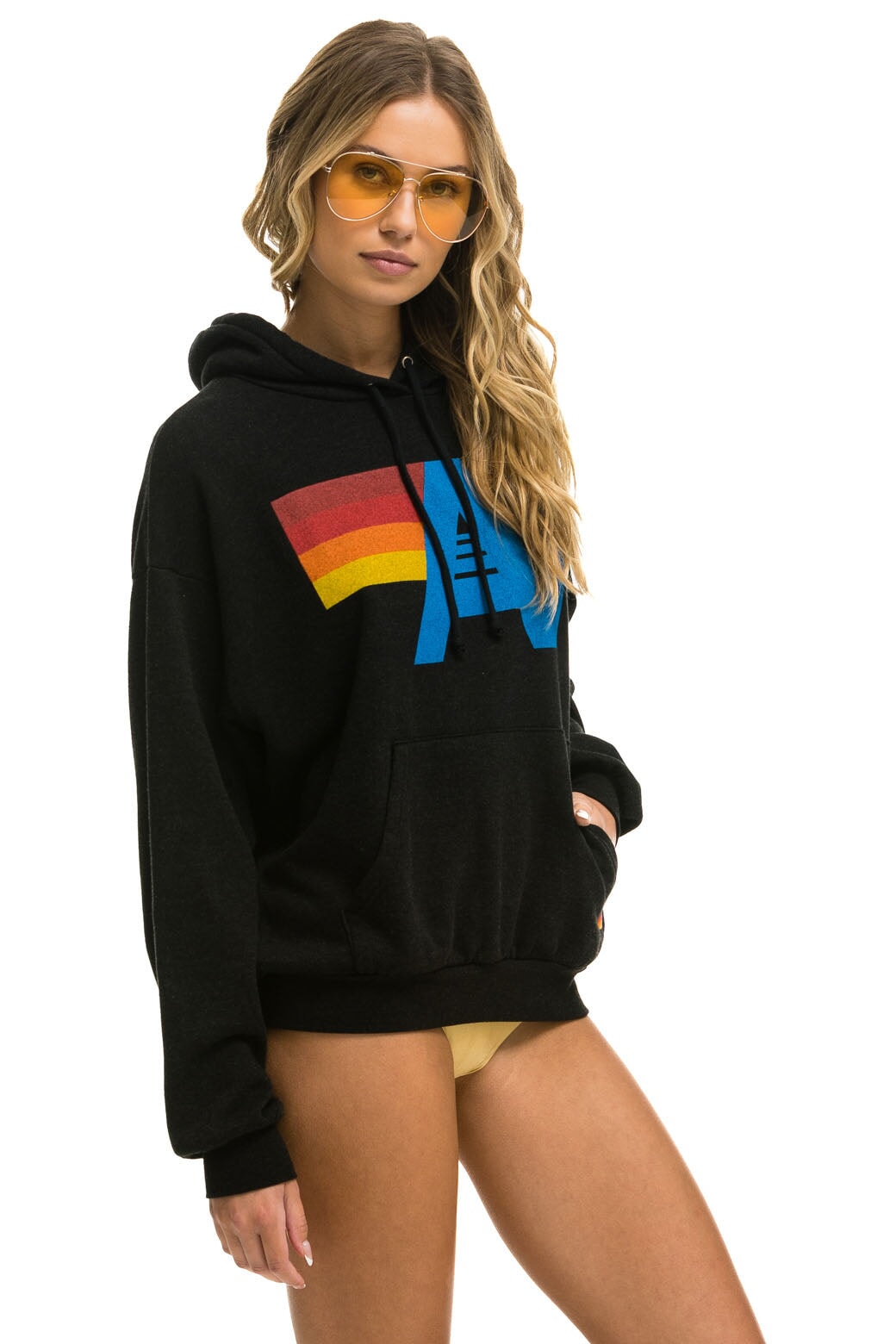 LOGO PULLOVER RELAXED HOODIE - BLACK - Image 6