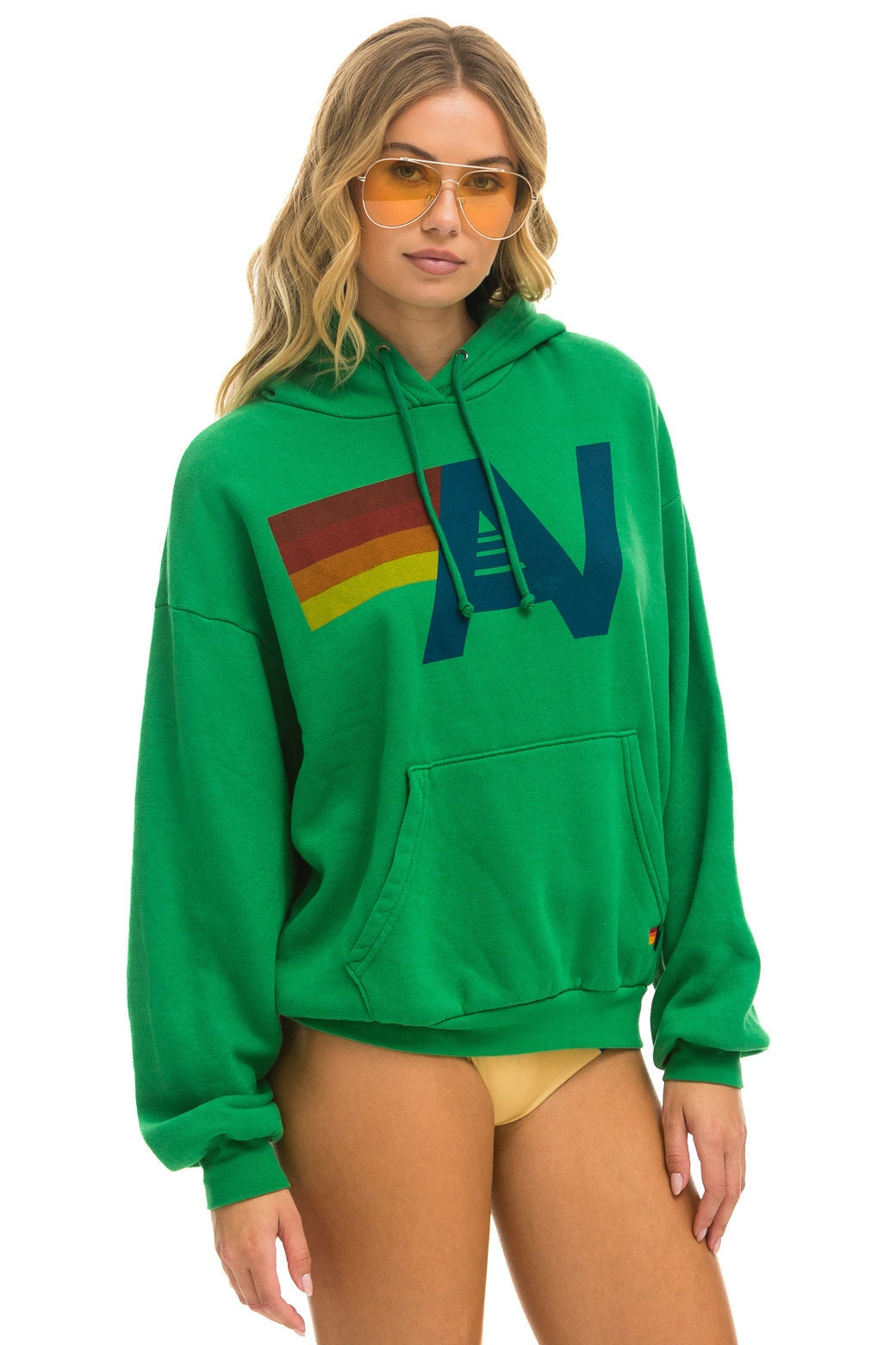 LOGO PULLOVER RELAXED HOODIE - KELLY GREEN - Image 5