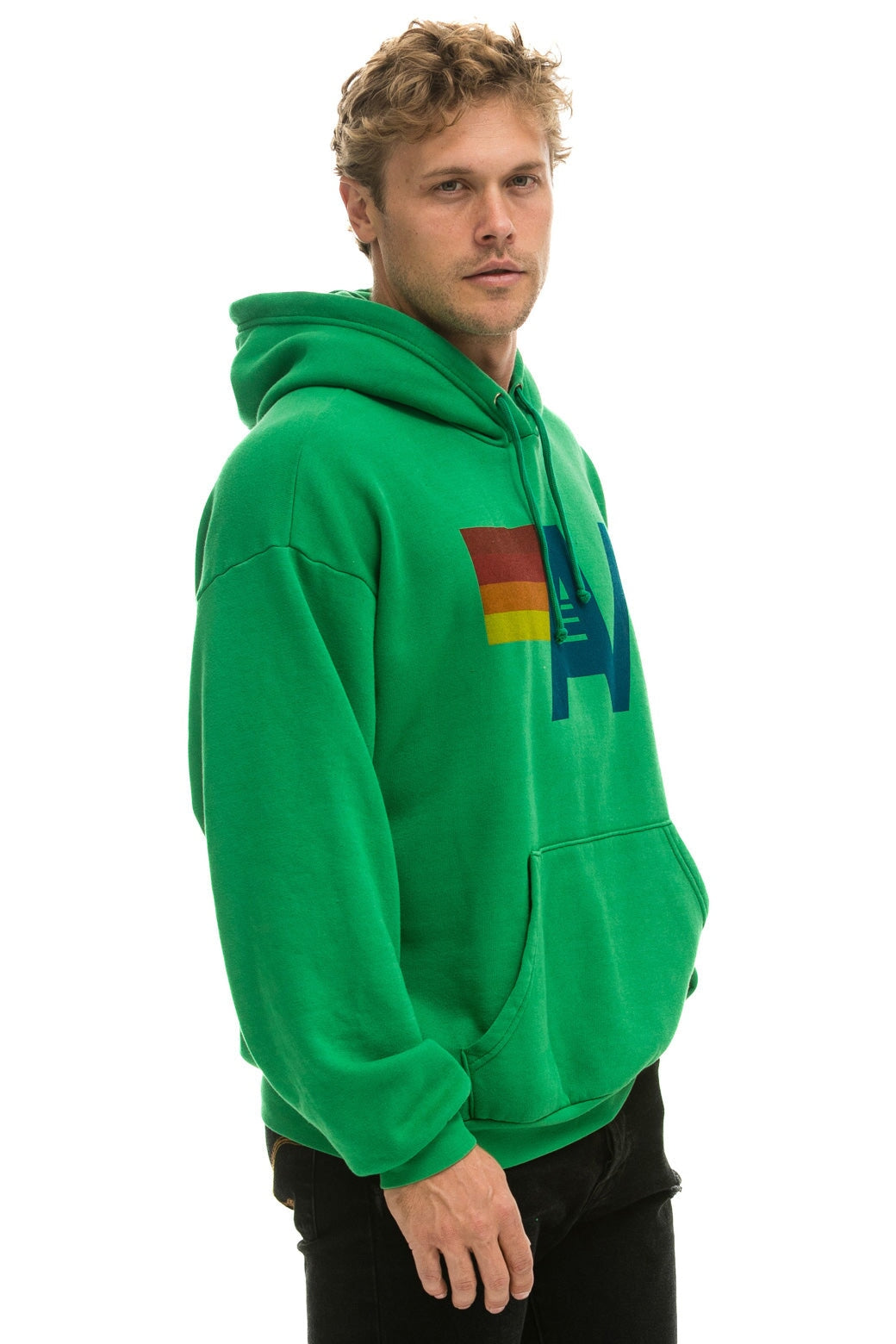 LOGO PULLOVER RELAXED HOODIE - KELLY GREEN - Image 6