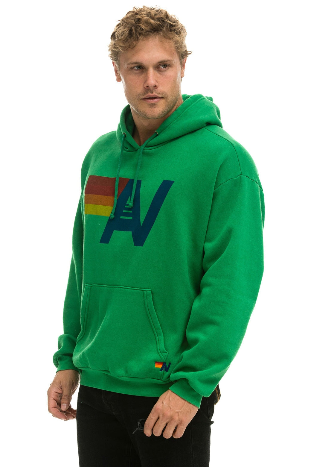 LOGO PULLOVER RELAXED HOODIE - KELLY GREEN - Image 4