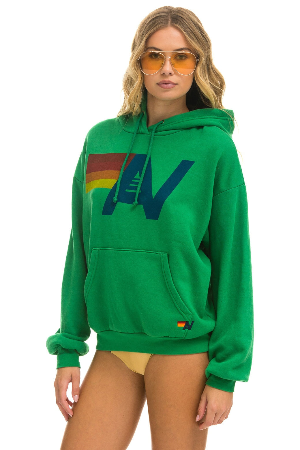 LOGO PULLOVER RELAXED HOODIE - KELLY GREEN - Image 3