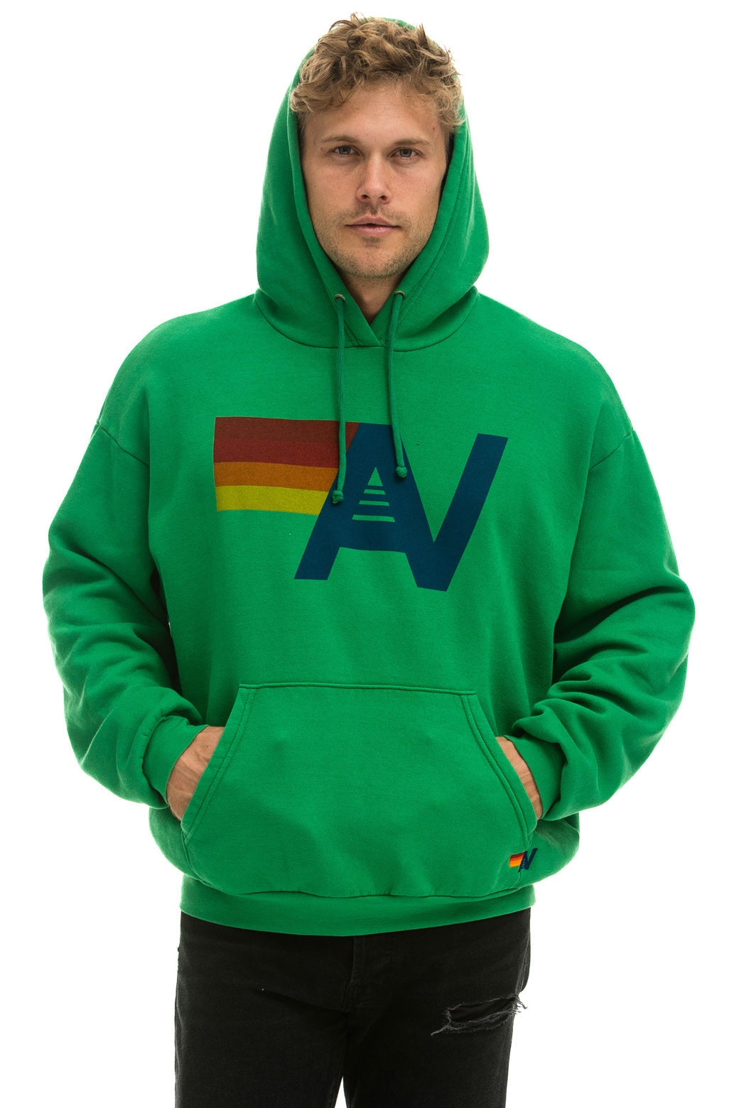 LOGO PULLOVER RELAXED HOODIE - KELLY GREEN - Image 2