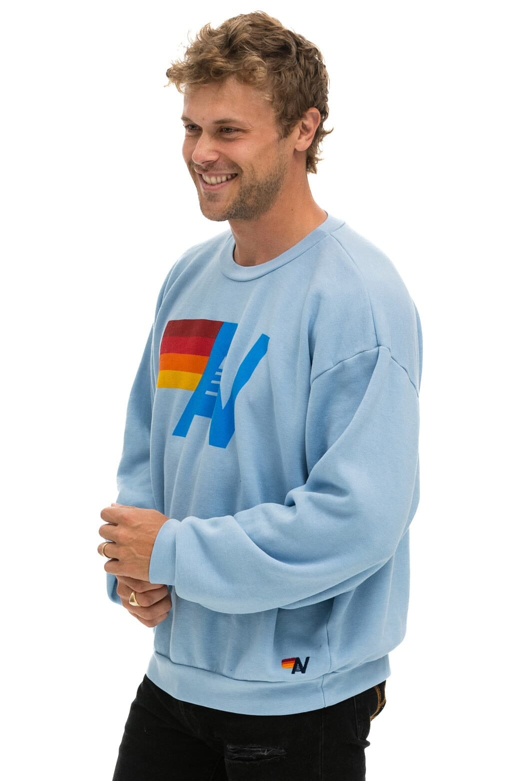 LOGO RELAXED CREW SWEATSHIRT - ICE - Image 4