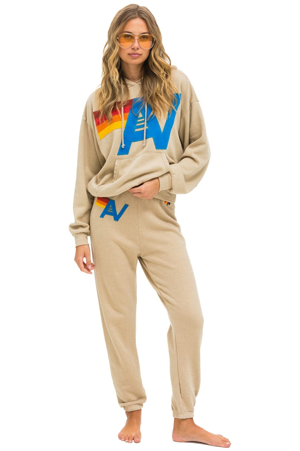 LOGO STITCH PULLOVER RELAXED HOODIE - SAND - Image 10