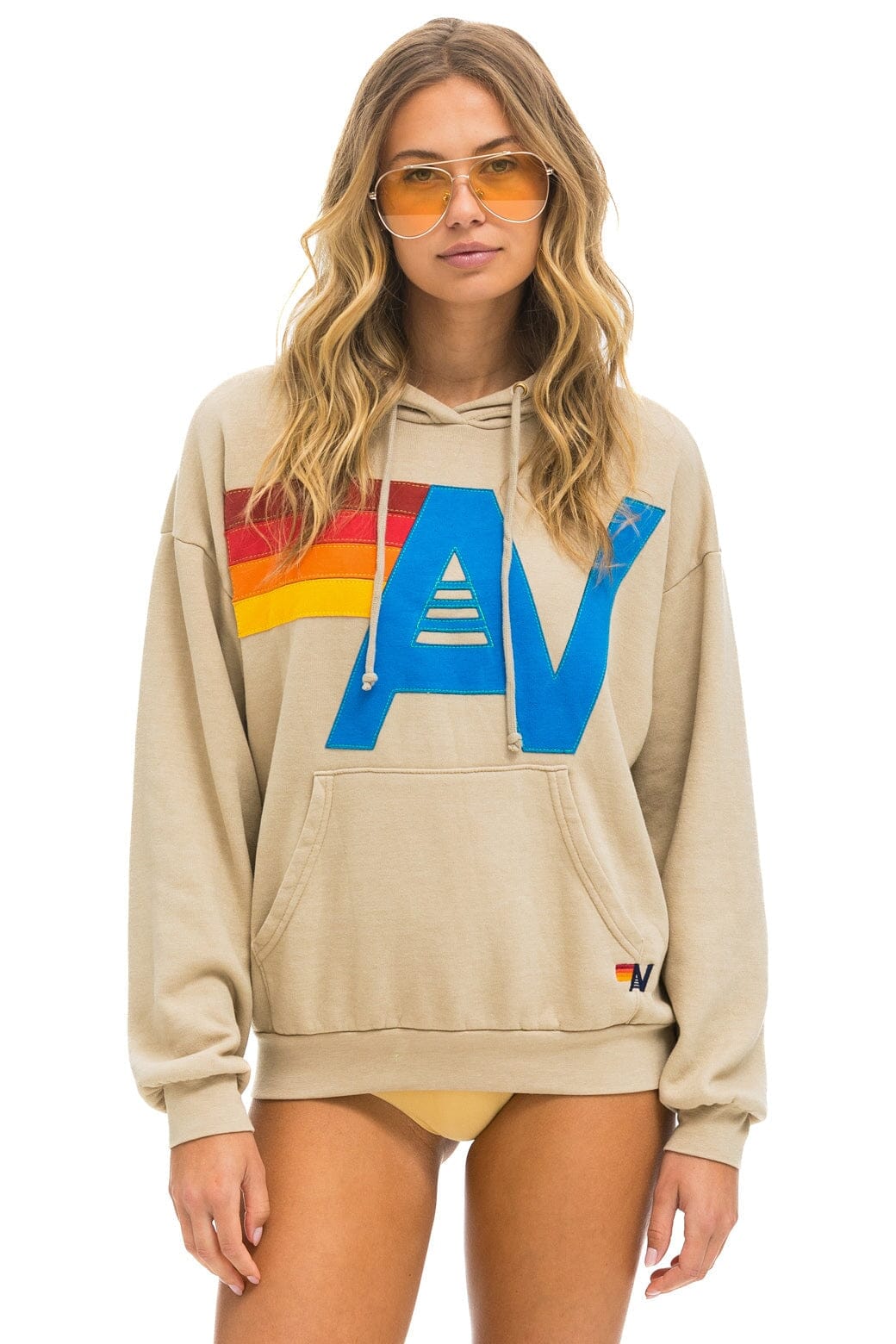 LOGO STITCH PULLOVER RELAXED HOODIE - SAND - Image 2