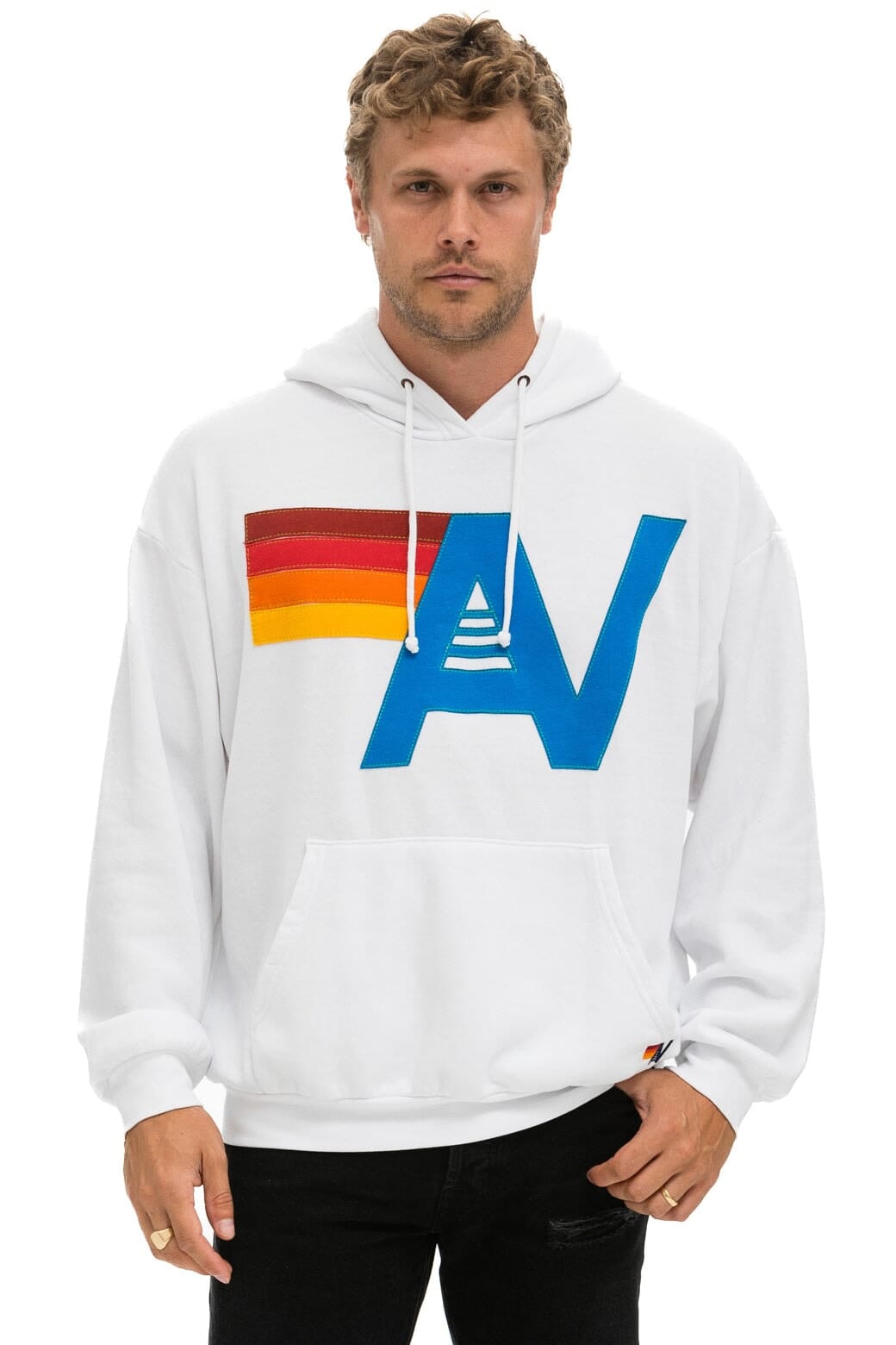 LOGO STITCH PULLOVER RELAXED HOODIE - WHITE - Image 10