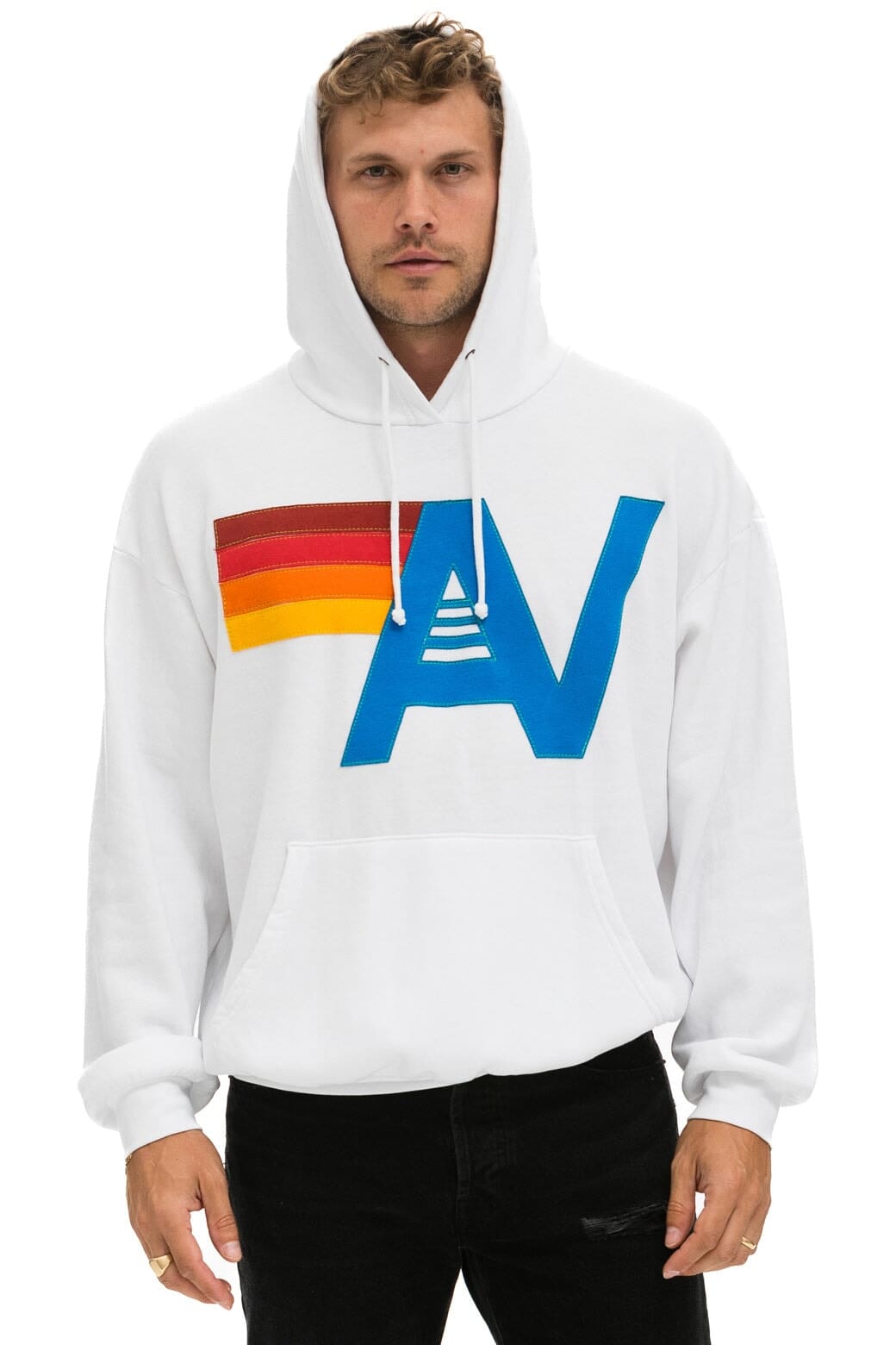 LOGO STITCH PULLOVER RELAXED HOODIE - WHITE - Image 2