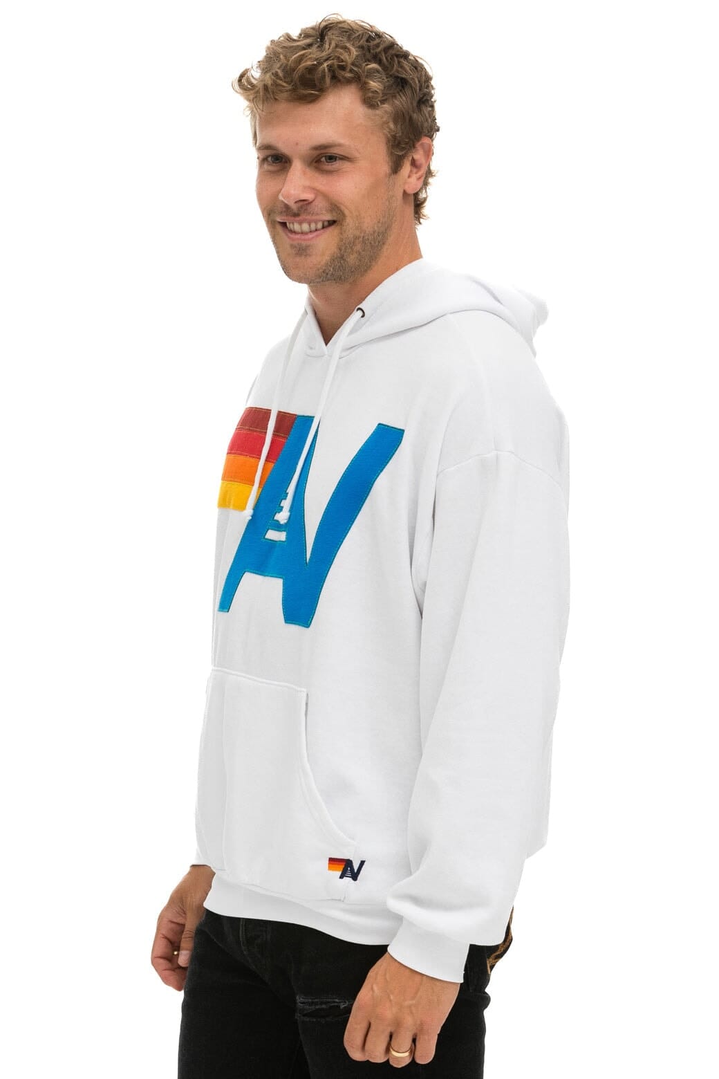 LOGO STITCH PULLOVER RELAXED HOODIE - WHITE - Image 4