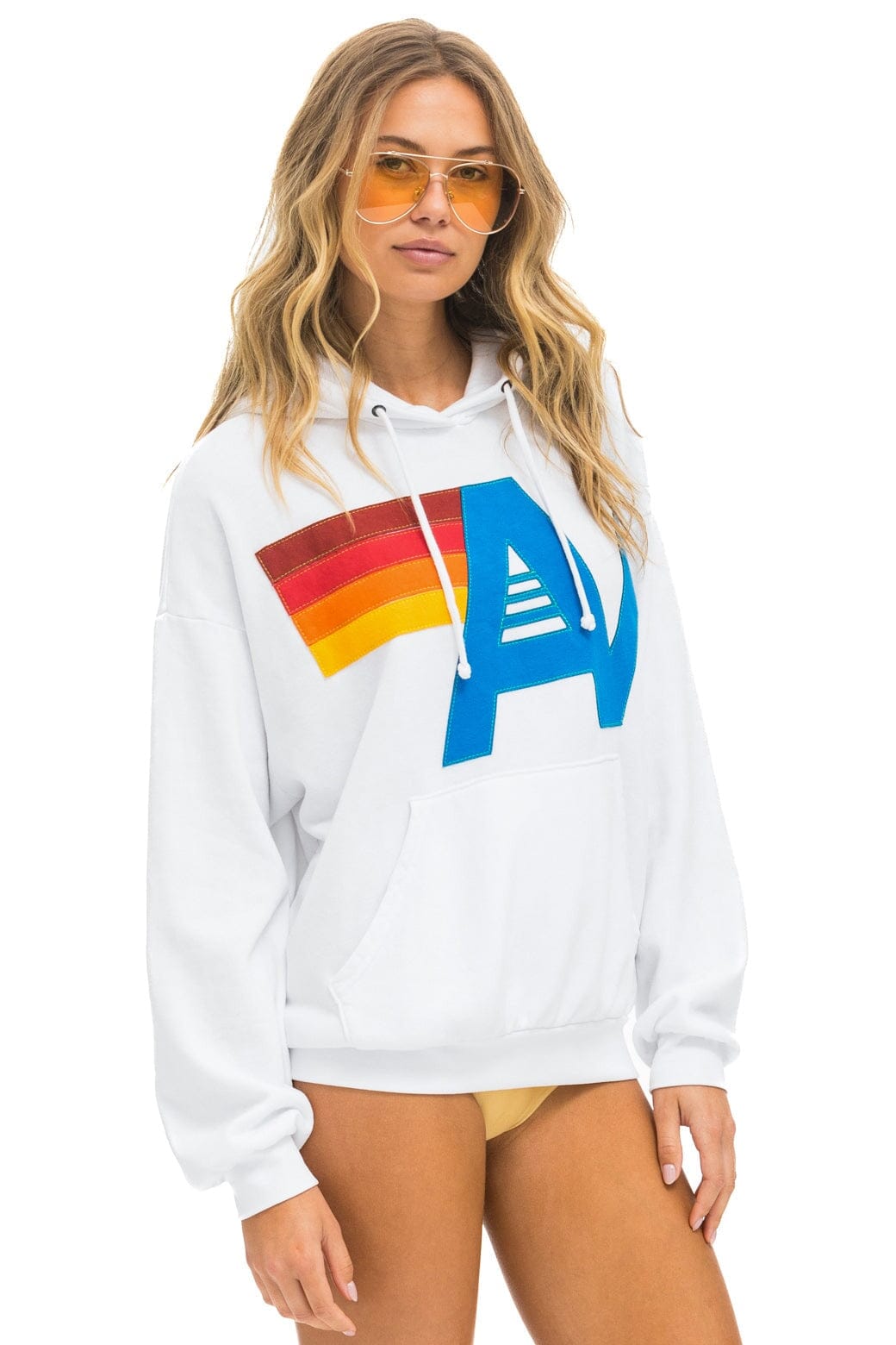 LOGO STITCH PULLOVER RELAXED HOODIE - WHITE - Image 6