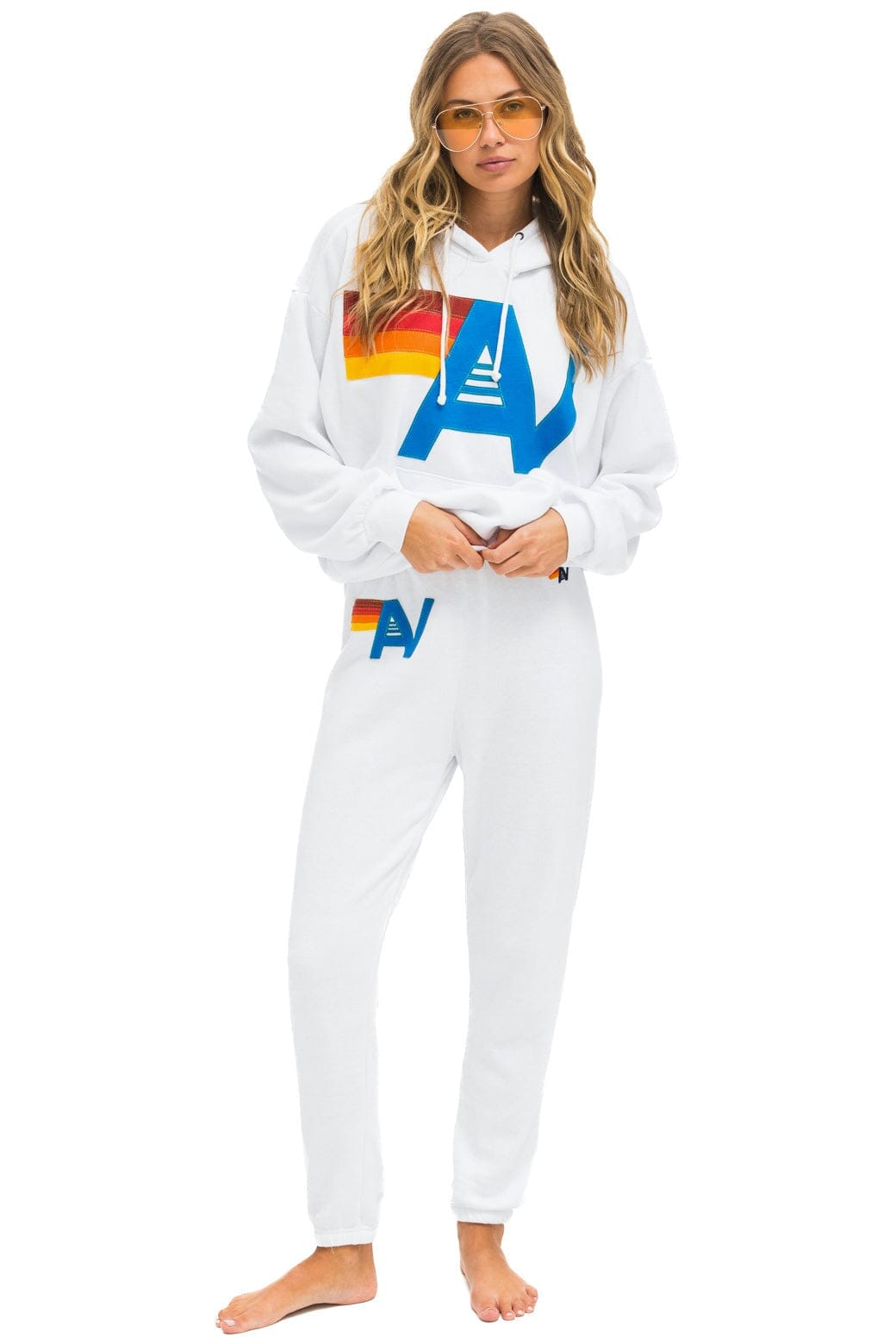 LOGO STITCH PULLOVER RELAXED HOODIE - WHITE - Image 11