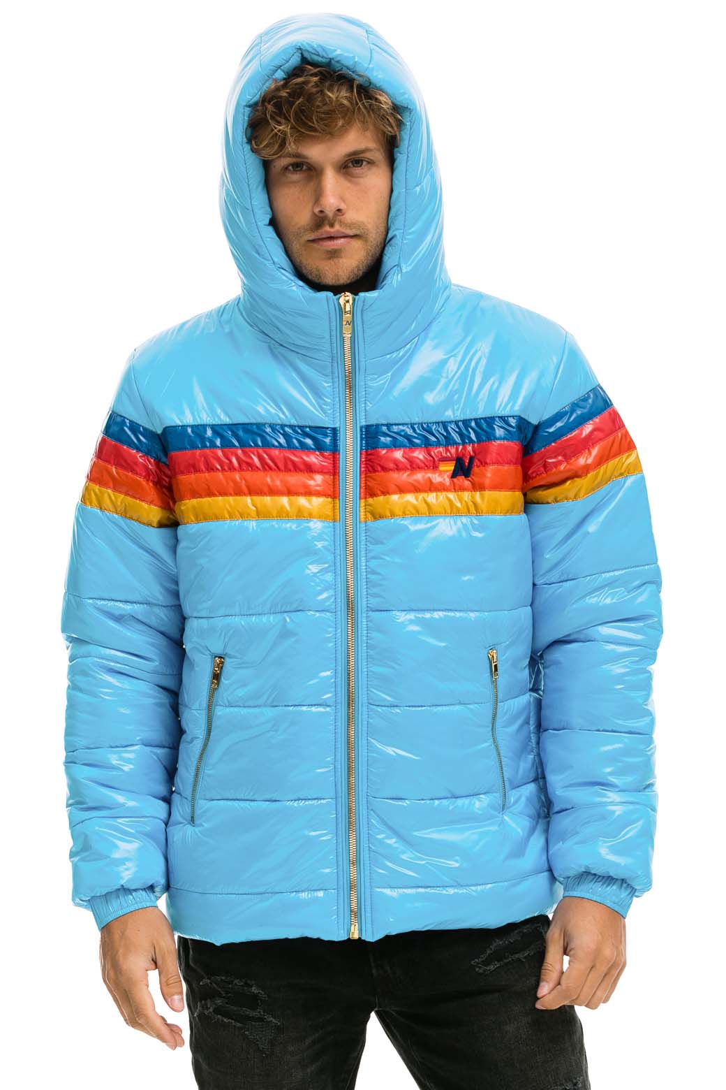 4 STRIPE LUXE TREKKER JACKET - GLOSSY SKY - Image 2