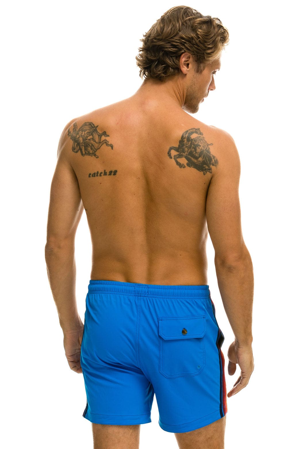 MEN'S 5 STRIPE FLEX SHORTS - PARROT BLUE - Image 5