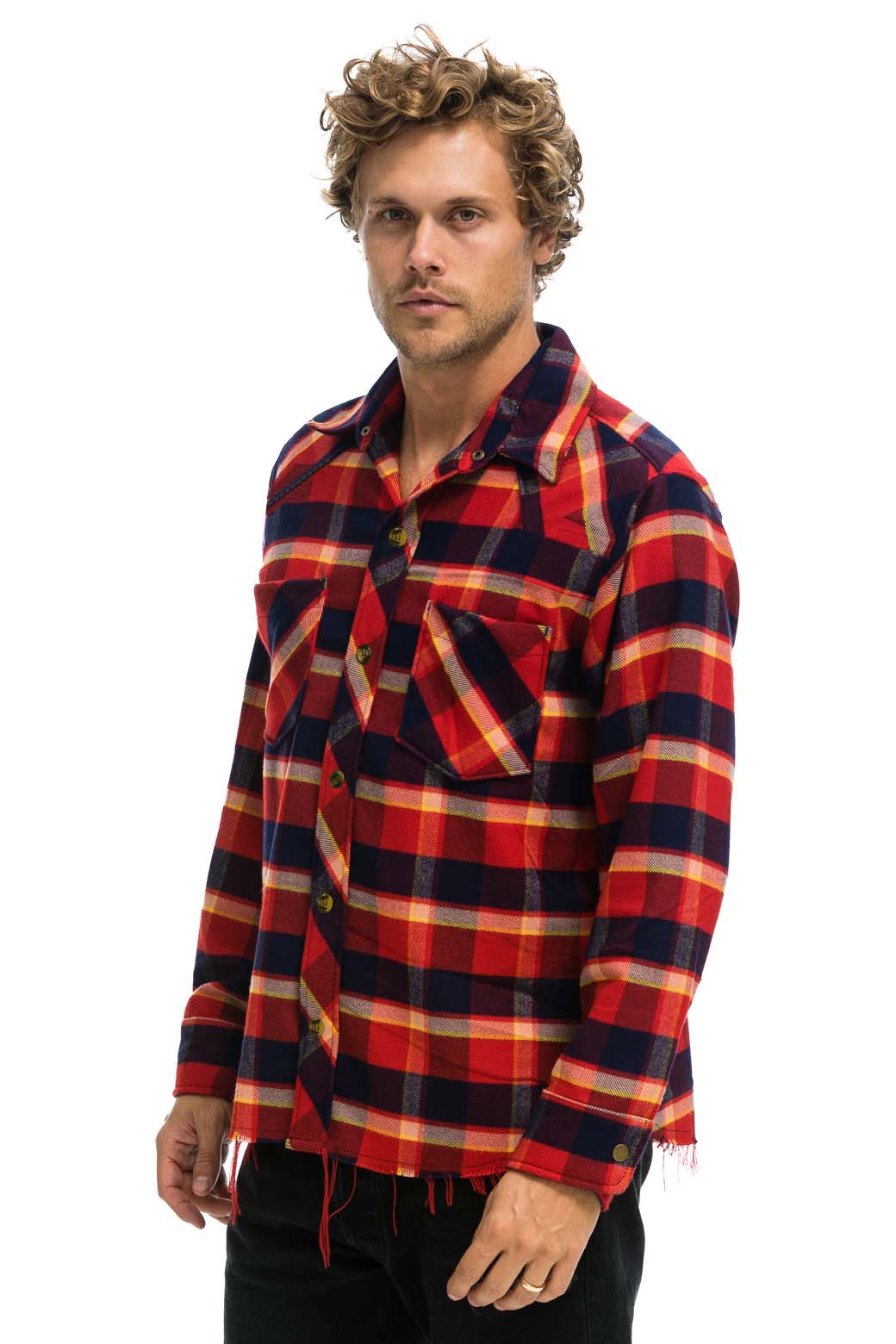 PLAID FLANNEL LIGHT WEIGHT UNISEX WESTERN SHIRT - RUGBY PLAID - Image 4