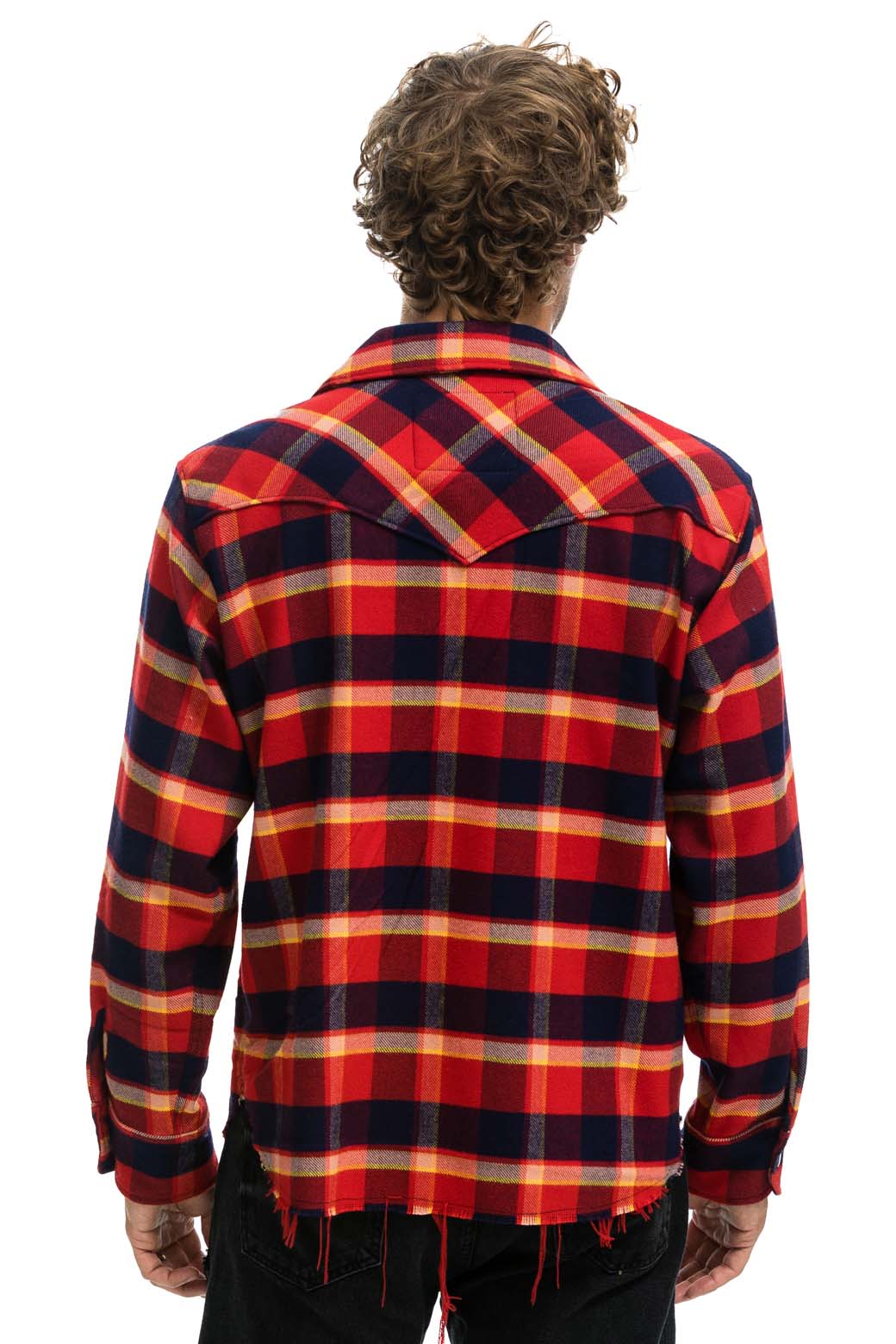 PLAID FLANNEL LIGHT WEIGHT UNISEX WESTERN SHIRT - RUGBY PLAID - Image 6