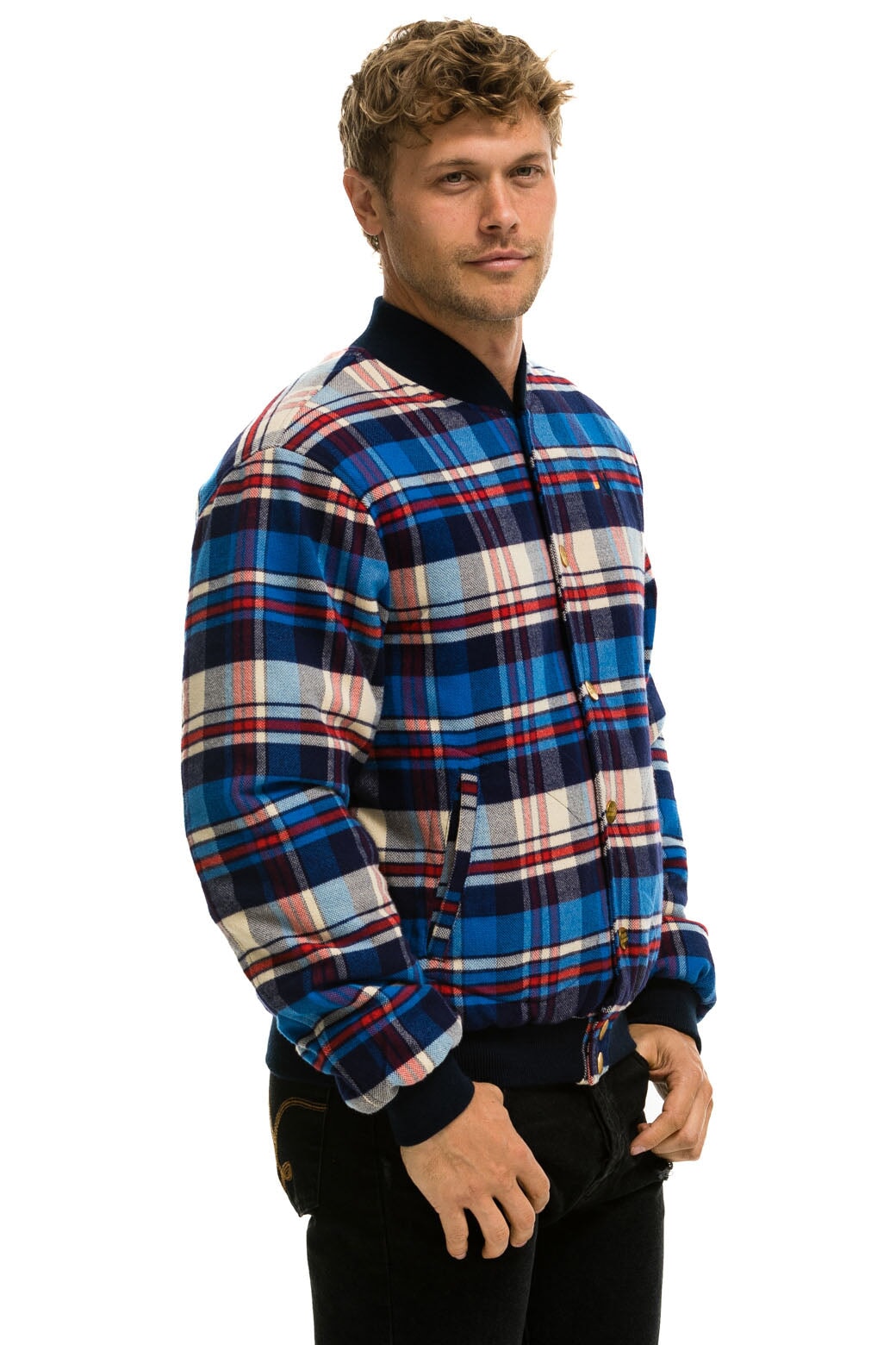 PLAID UNISEX VARSITY JACKET - PATRIOT PLAID - Image 8