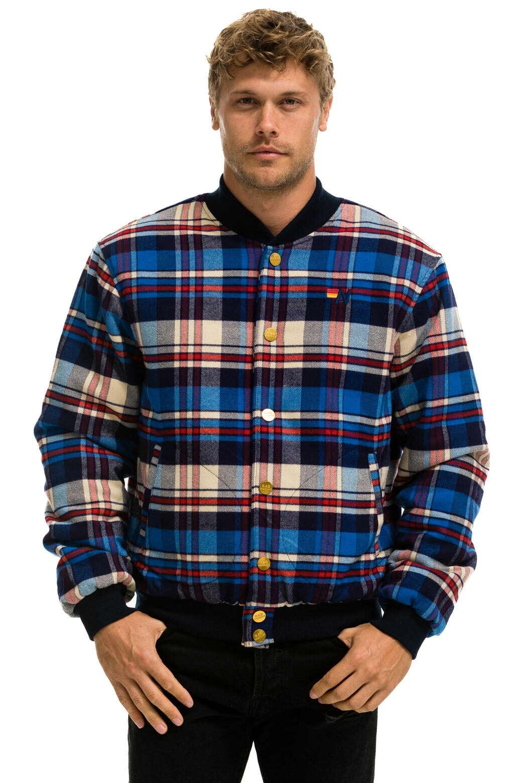 PLAID UNISEX VARSITY JACKET - PATRIOT PLAID - Image 2