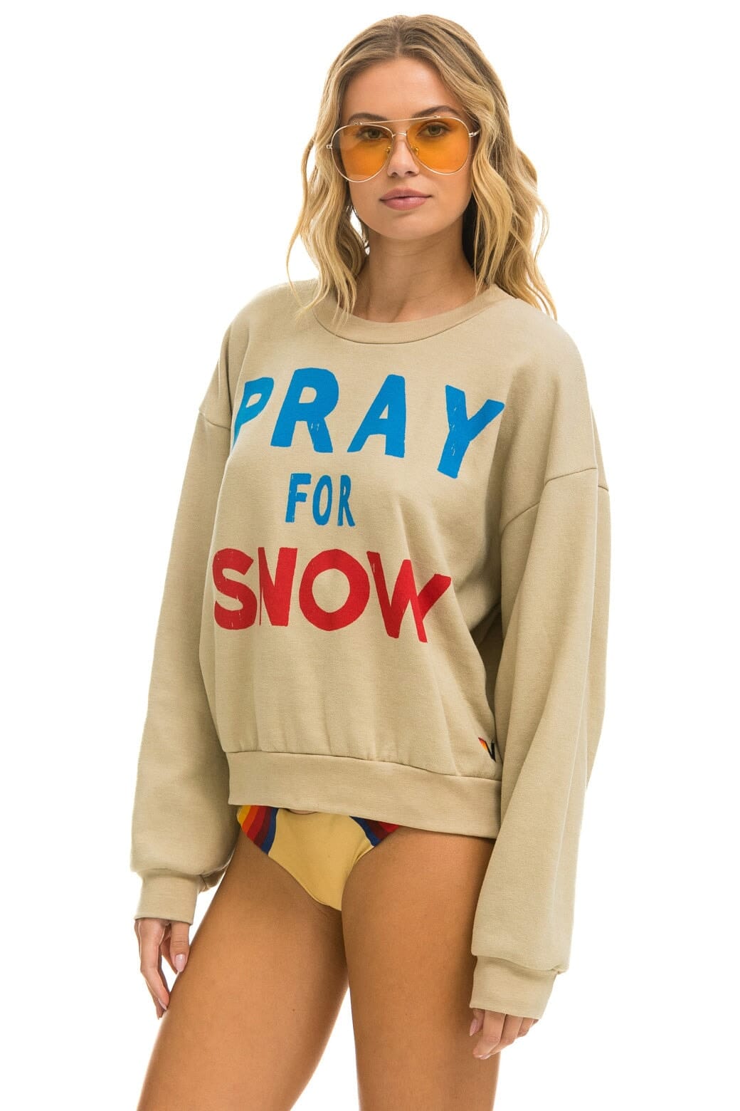 PRAY FOR SNOW RELAXED CREW SWEATSHIRT - SAND - Image 3