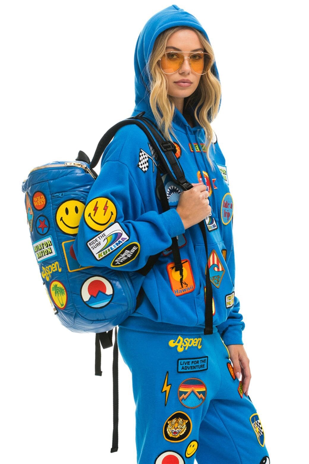 VINTAGE PATCH PUFFER BACKPACK - SNORKEL BLUE GLOSSY - Image 2