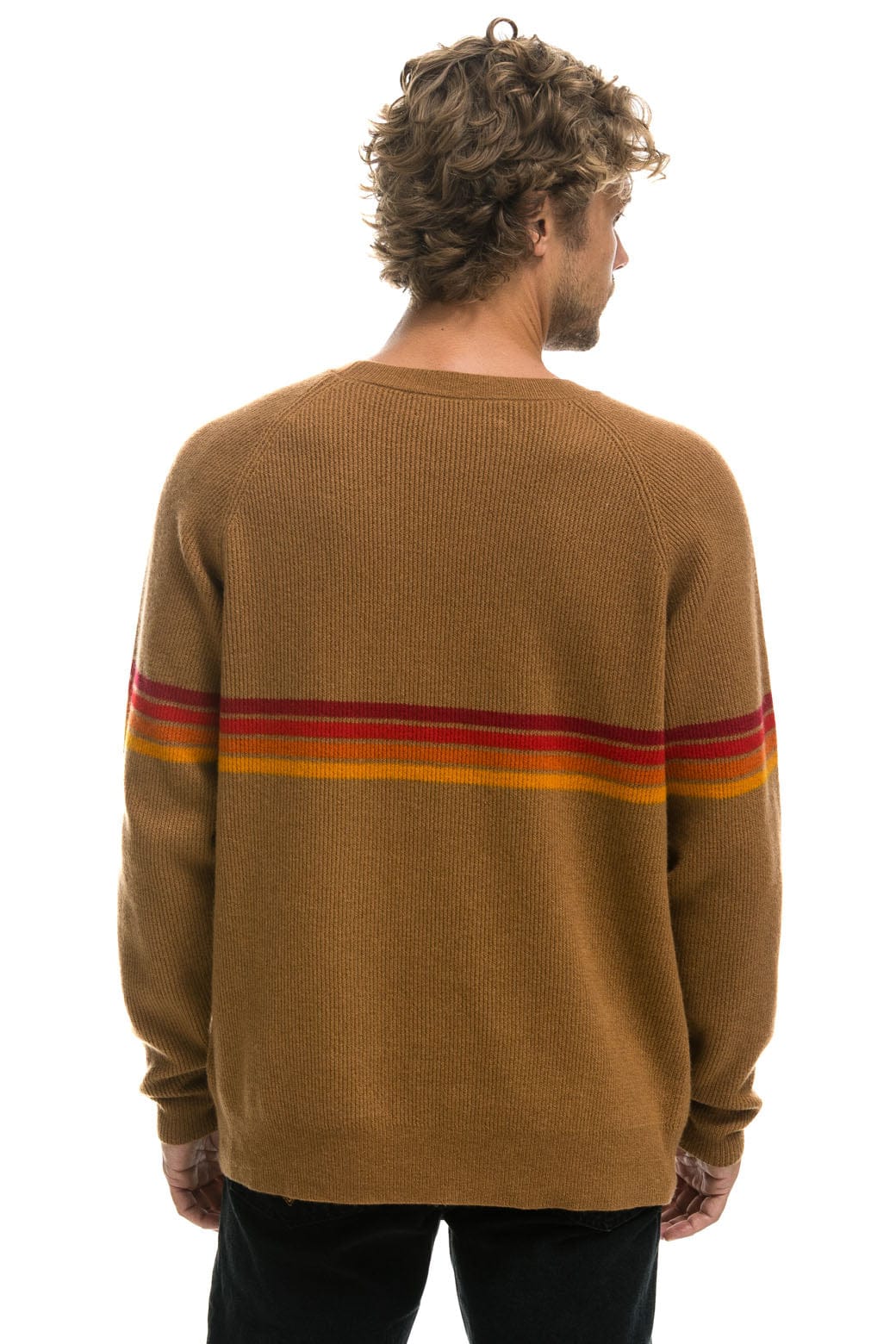 RAINBOW STRIPE 4 UNISEX CASHMERE SWEATER - BUTTERSCOTCH - Image 6