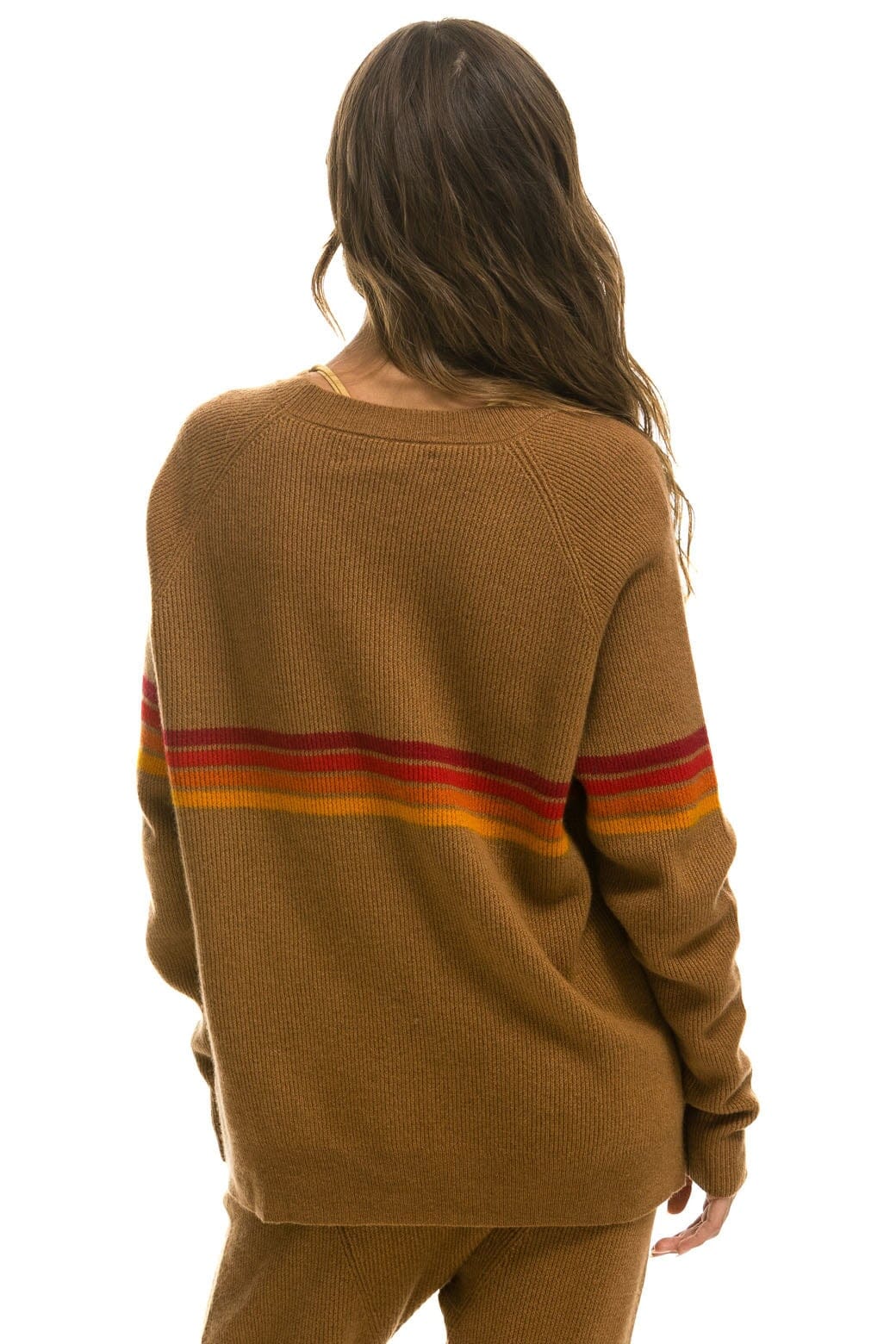 RAINBOW STRIPE 4 UNISEX CASHMERE SWEATER - BUTTERSCOTCH - Image 7