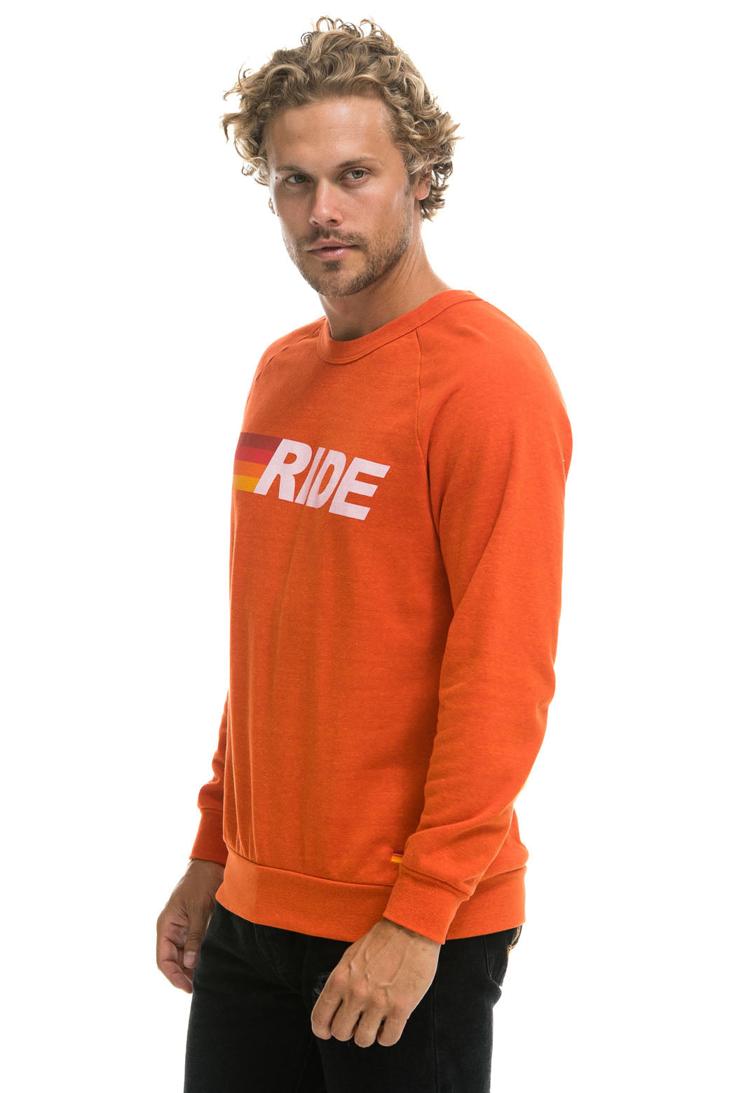 RIDE LOGO WHITE CREW SWEATSHIRT - ORANGE - Image 6