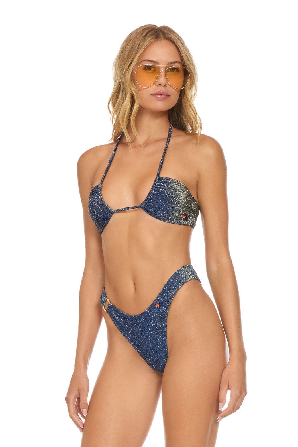 SPARKLE GYPSY RING HI-CUT FULL COVERAGE BIKINI BOTTOMS - NAVY - Image 4