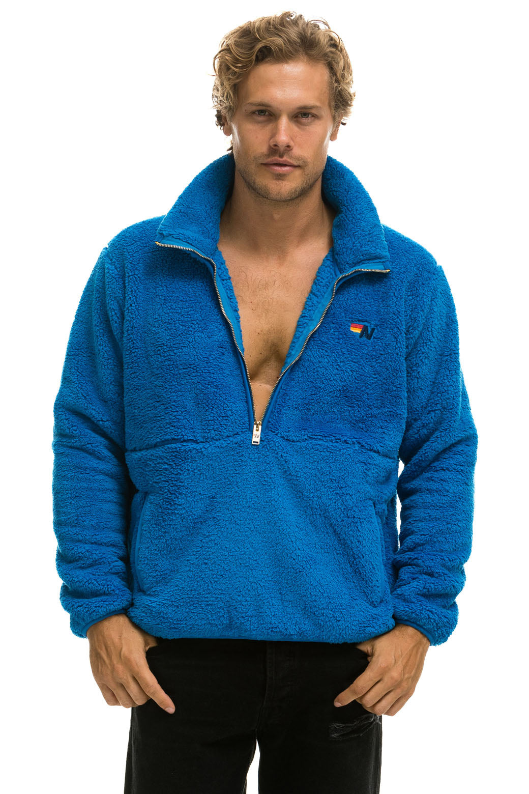 TEDDY UNISEX HALF ZIP JACKET - BLUE CINA - Image 2