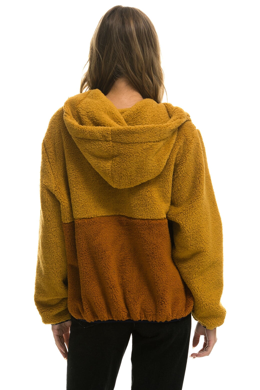 TEDDY APRES HOODED HALF ZIP COLOR BLOCK JACKET - HONEY - Image 4