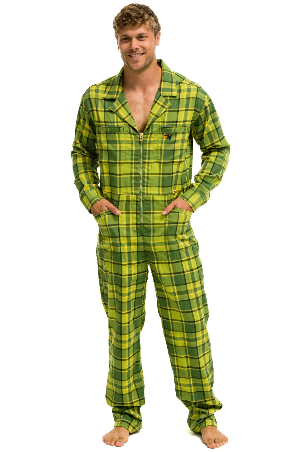 UNISEX PLAID FLIGHT SUIT - AVOCADO PLAID - Image 4