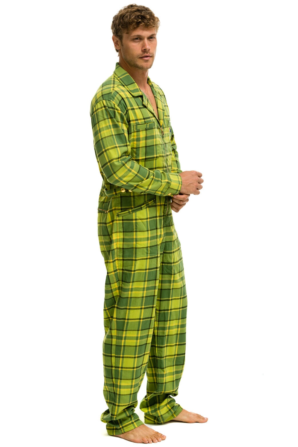 UNISEX PLAID FLIGHT SUIT - AVOCADO PLAID - Image 6