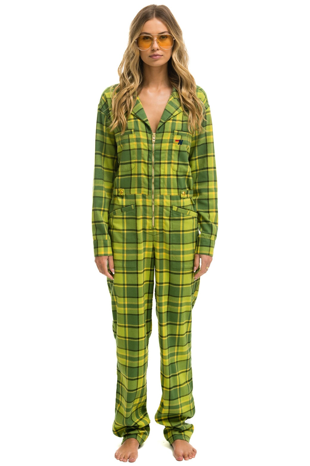 UNISEX PLAID FLIGHT SUIT - AVOCADO PLAID - Image 3