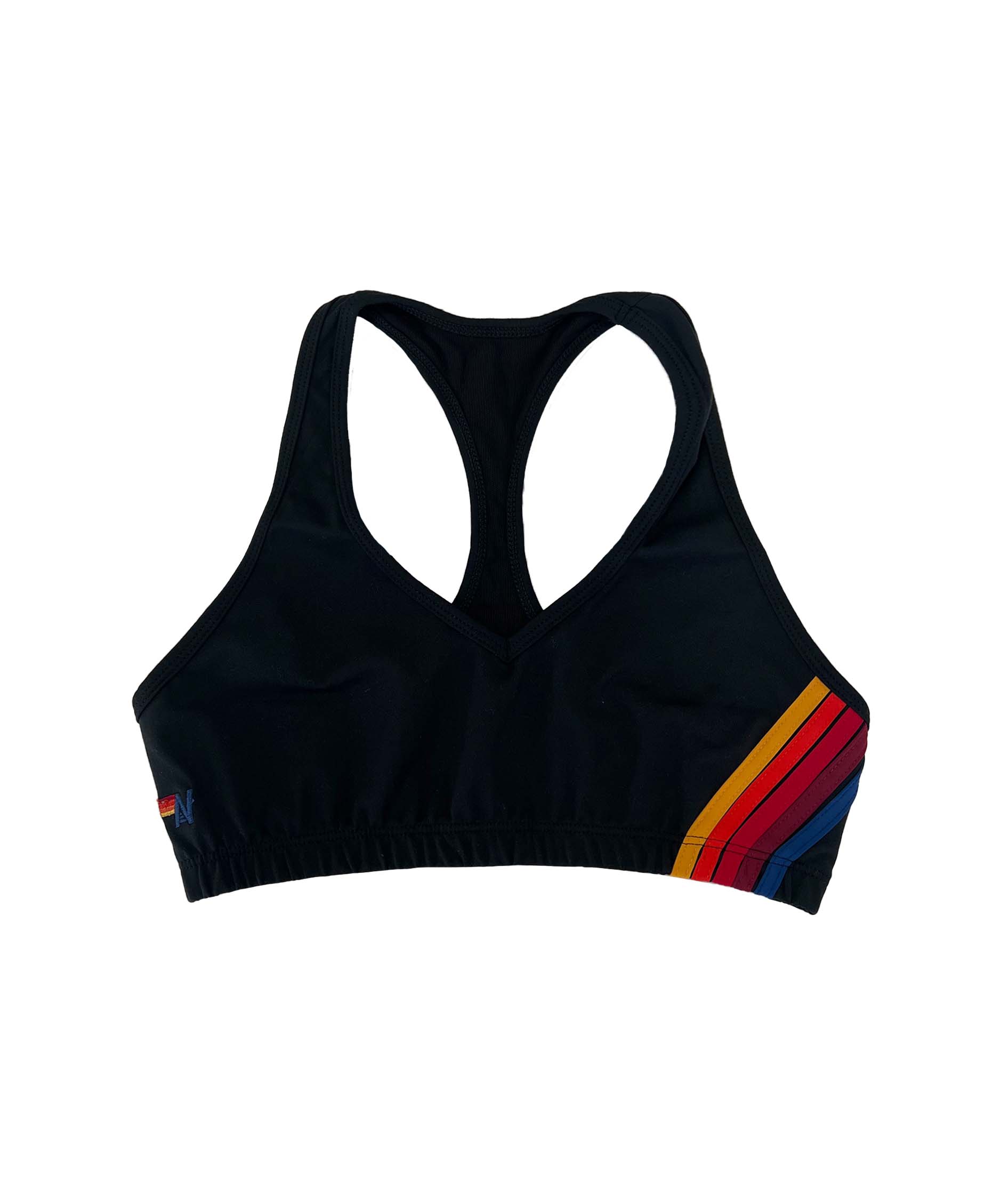 WOMEN'S 5 STRIPE SPORTS BRA - BLACK - Image 3