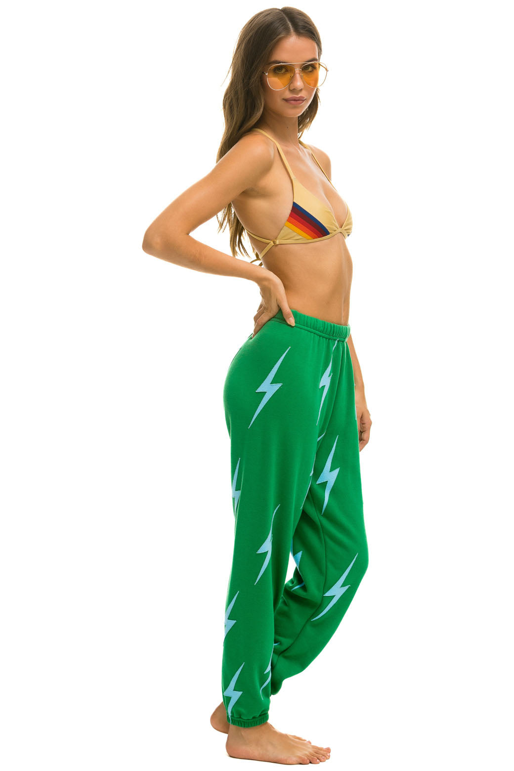 BOLT STITCH REPEAT SWEATPANTS - KELLY GREEN // BLUE - Image 3