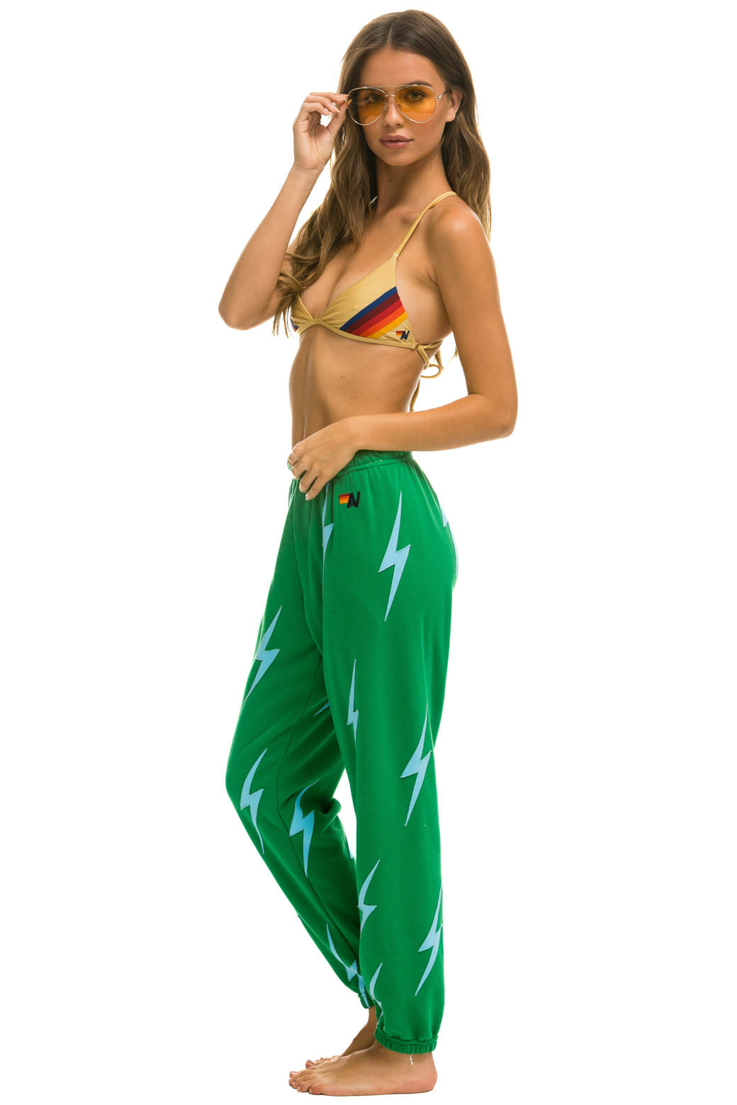 BOLT STITCH REPEAT SWEATPANTS - KELLY GREEN // BLUE - Image 2