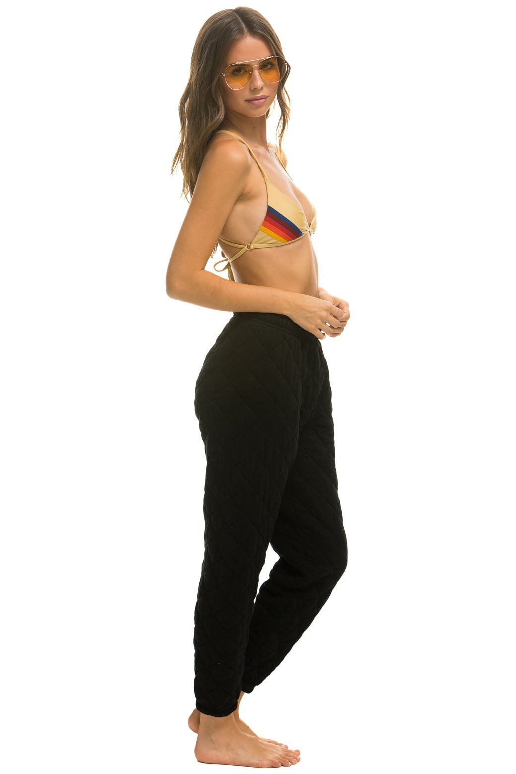 QUILTED SWEATPANTS - BLACK - Image 4