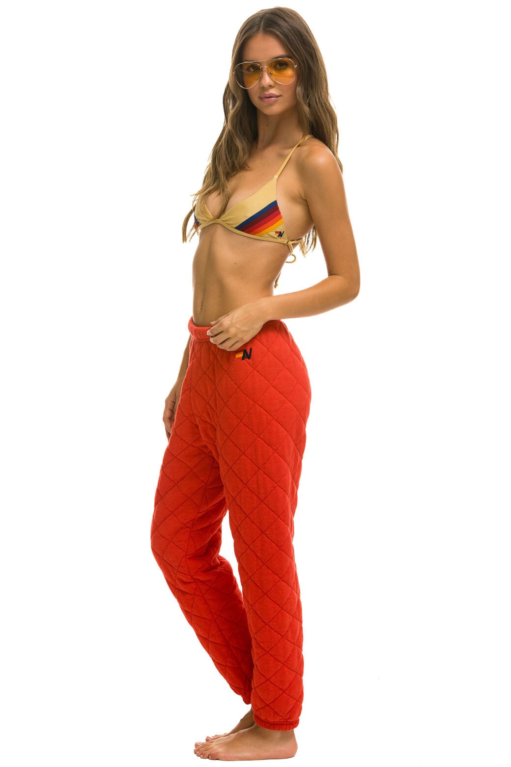 QUILTED SWEATPANTS - RED - Image 2