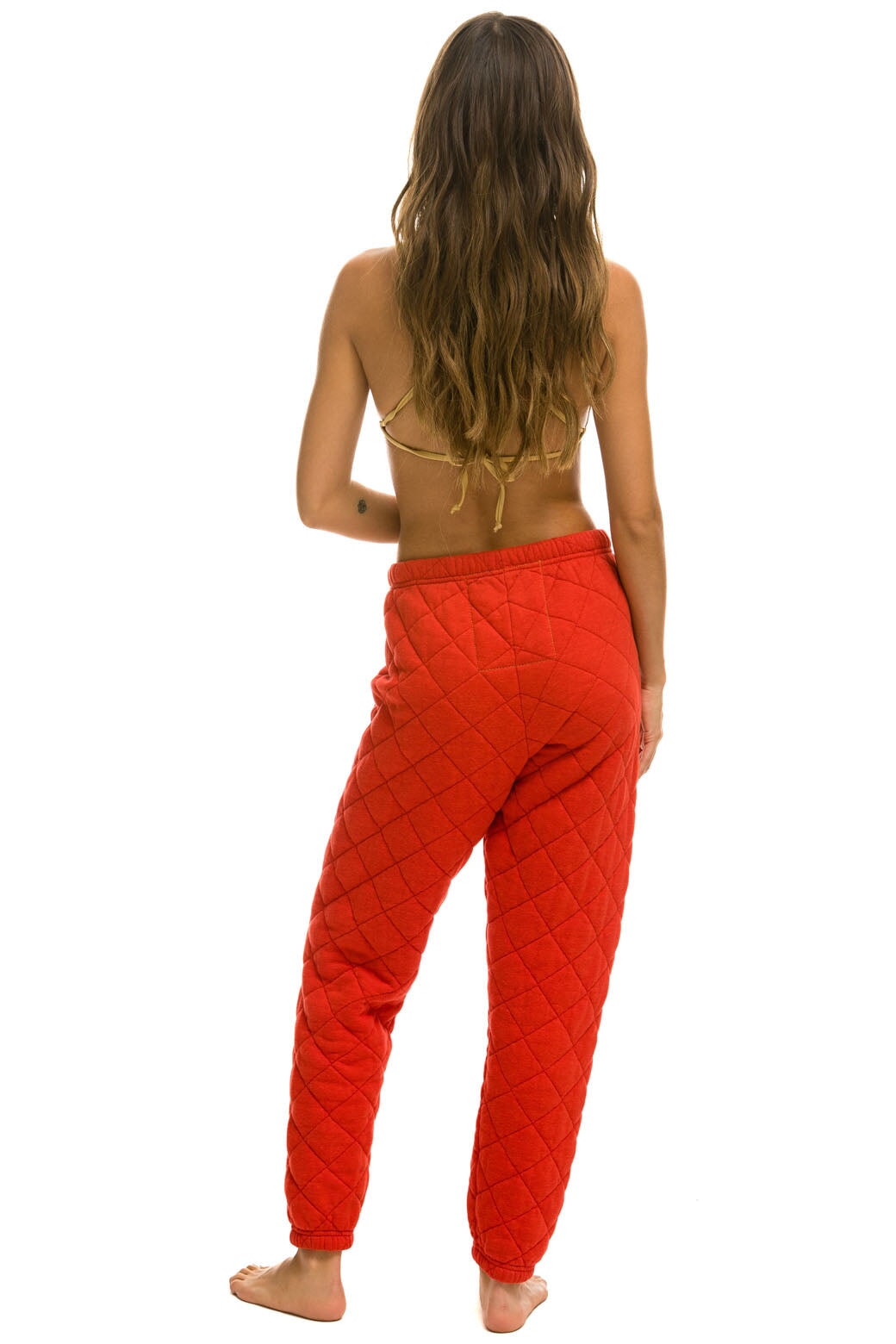 QUILTED SWEATPANTS - RED - Image 4