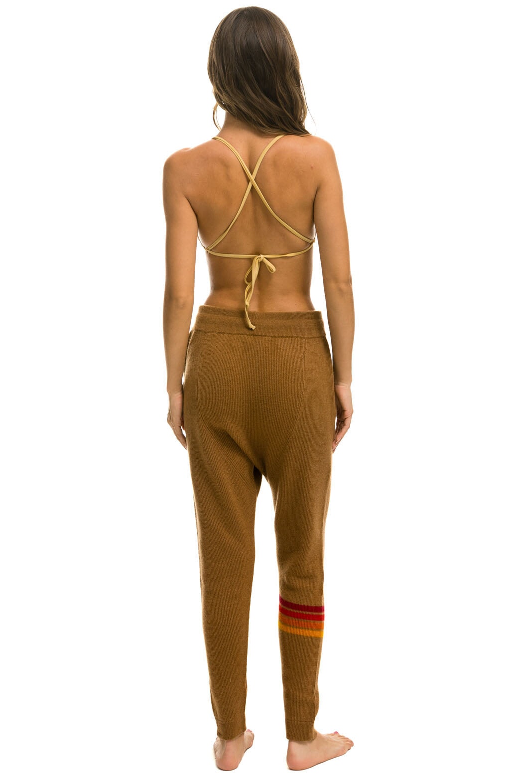 RAINBOW 4 STRIPE CASHMERE RELAXED FIT PANT - BUTTERSCOTCH - Image 4