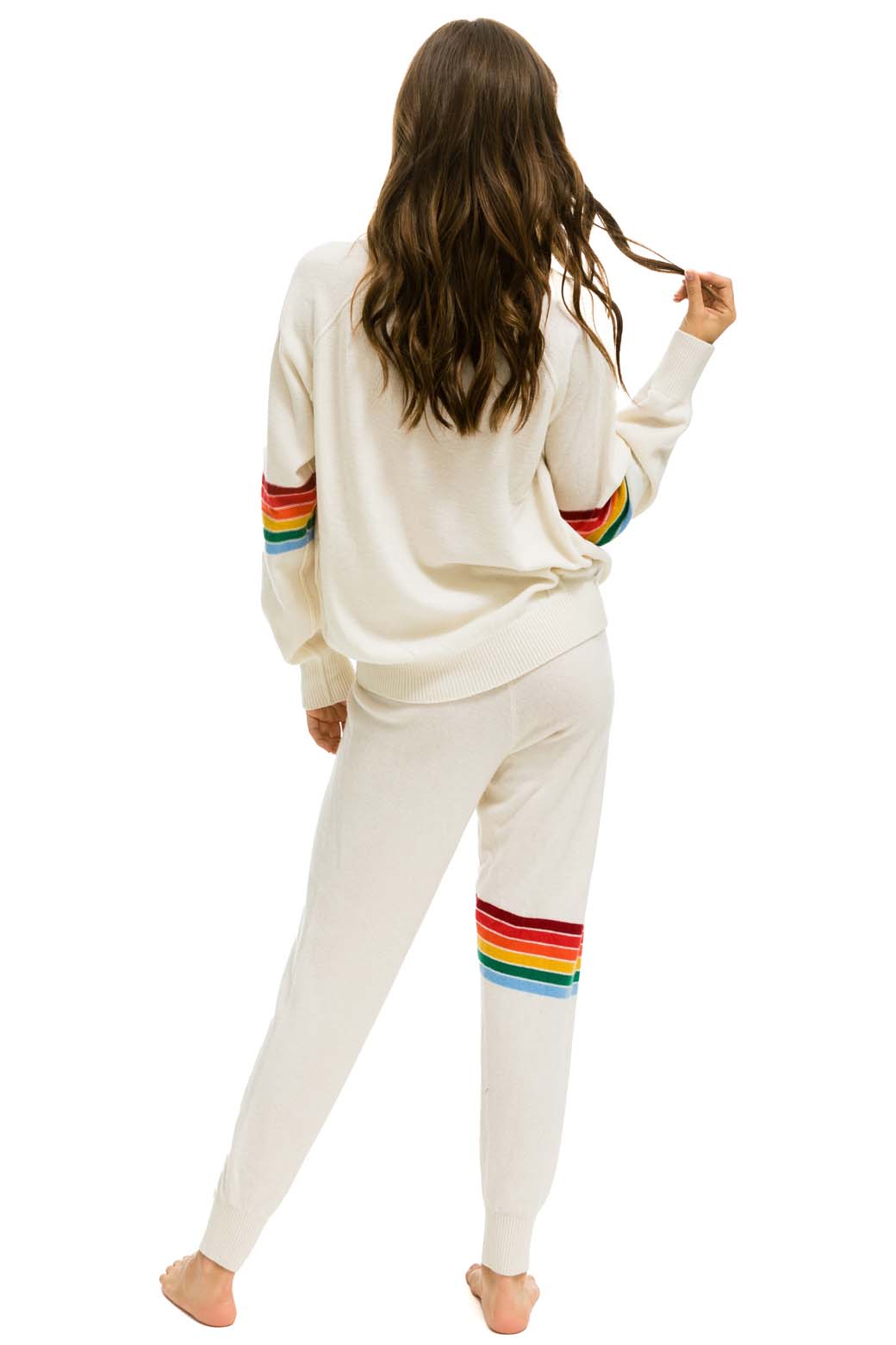 RAINBOW STRIPE CASHMERE LIGHT SWEATER PANT - VINTAGE WHITE - Image 8