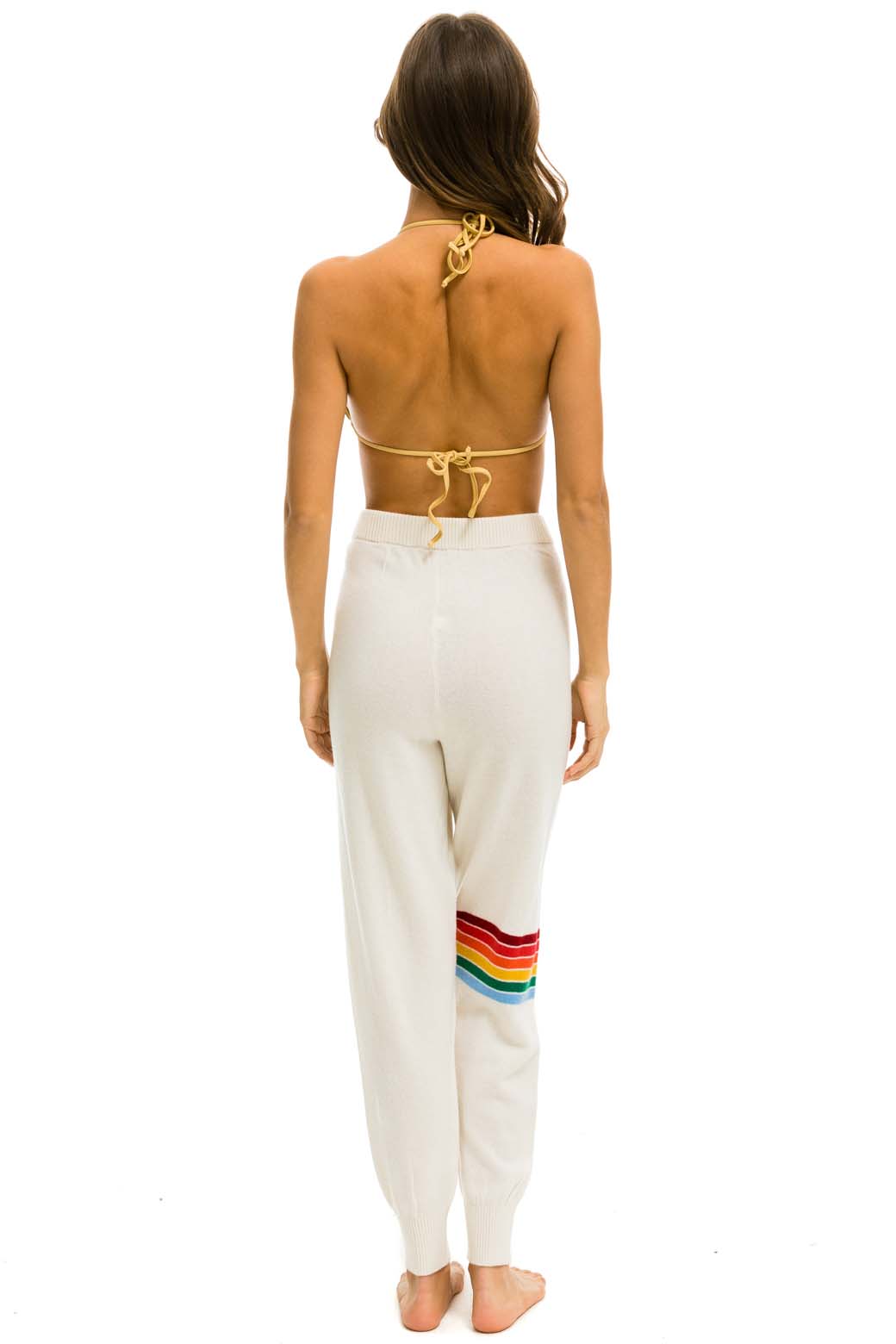 RAINBOW STRIPE CASHMERE LIGHT SWEATER PANT - VINTAGE WHITE - Image 7